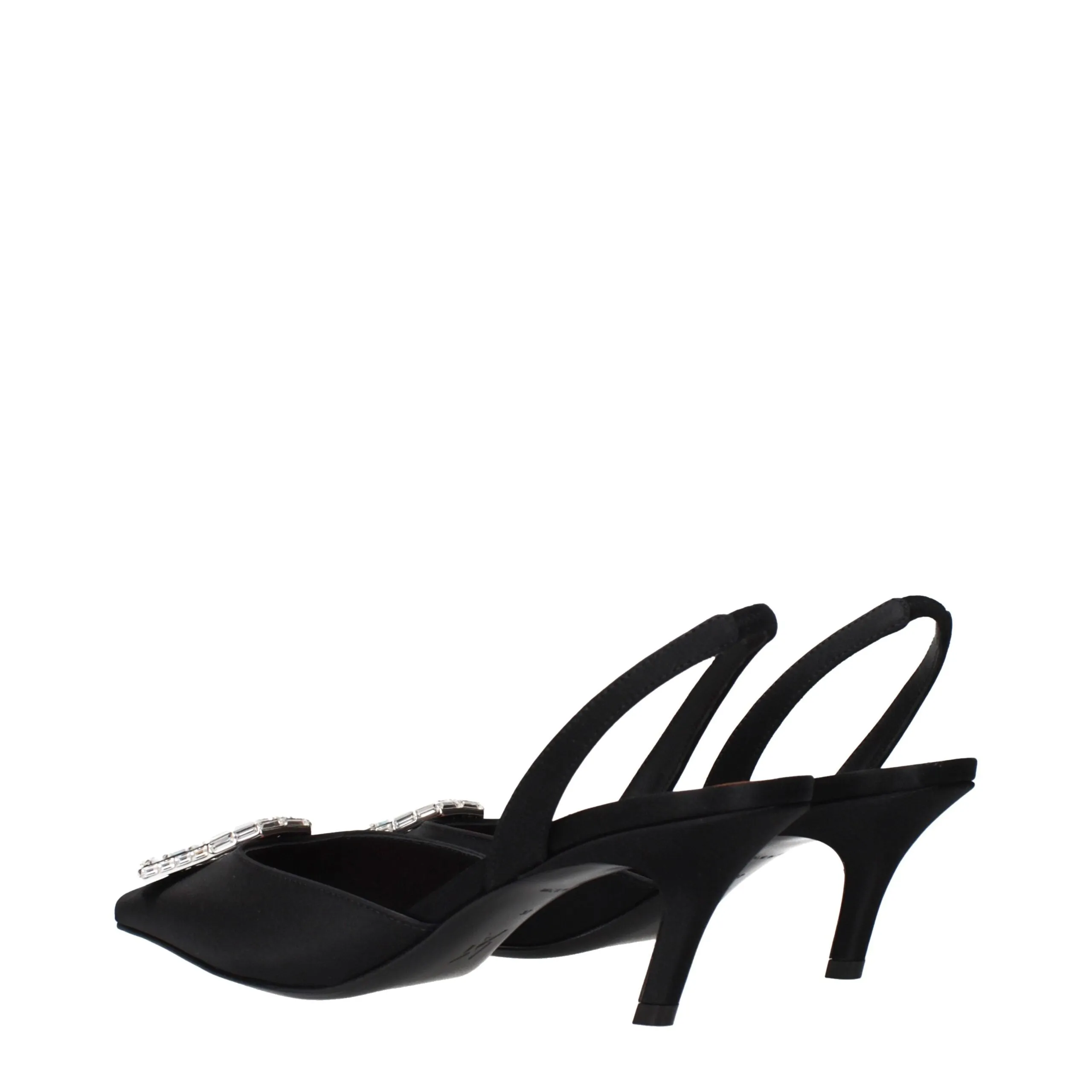 Amina Muaddi Black Satin Stiletto Heels Sandals sold by Siebentaschen product image thumbnail 4