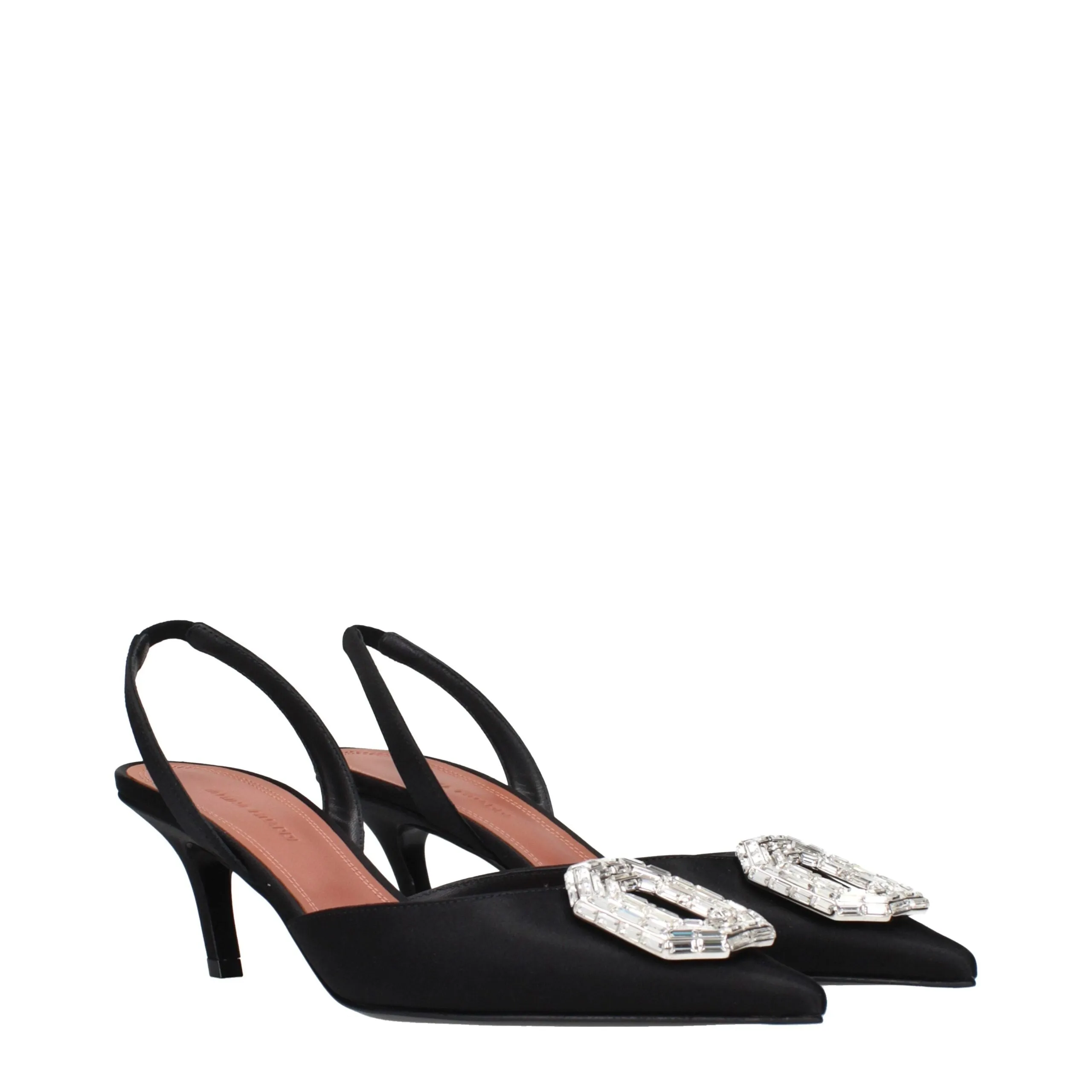 Amina Muaddi Black Satin Stiletto Heels Sandals sold by Siebentaschen product image thumbnail 2