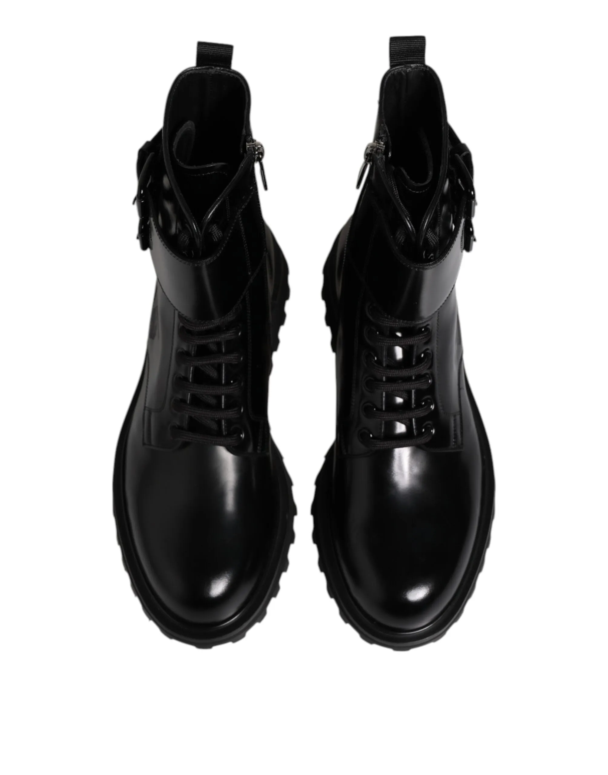 Dolce & Gabbana Black Leather Lace Up Mid Calf Boots Shoes sold by Siebentaschen product image thumbnail 3