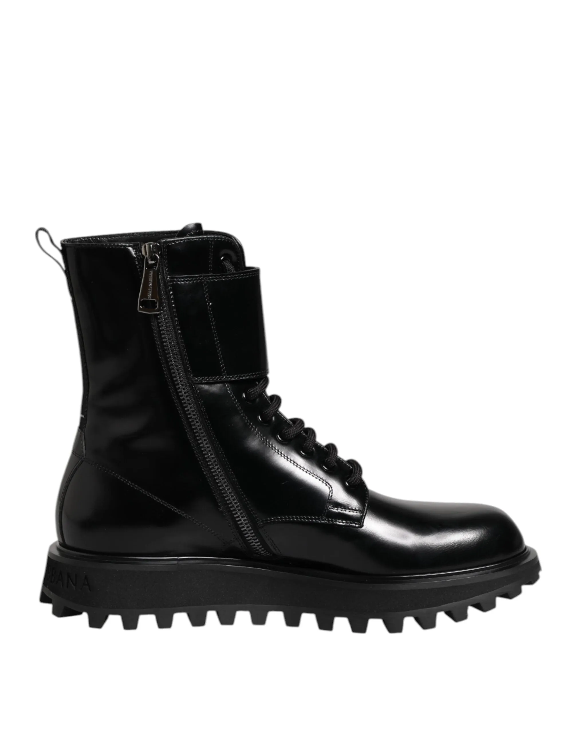 Dolce & Gabbana Black Leather Lace Up Mid Calf Boots Shoes sold by Siebentaschen