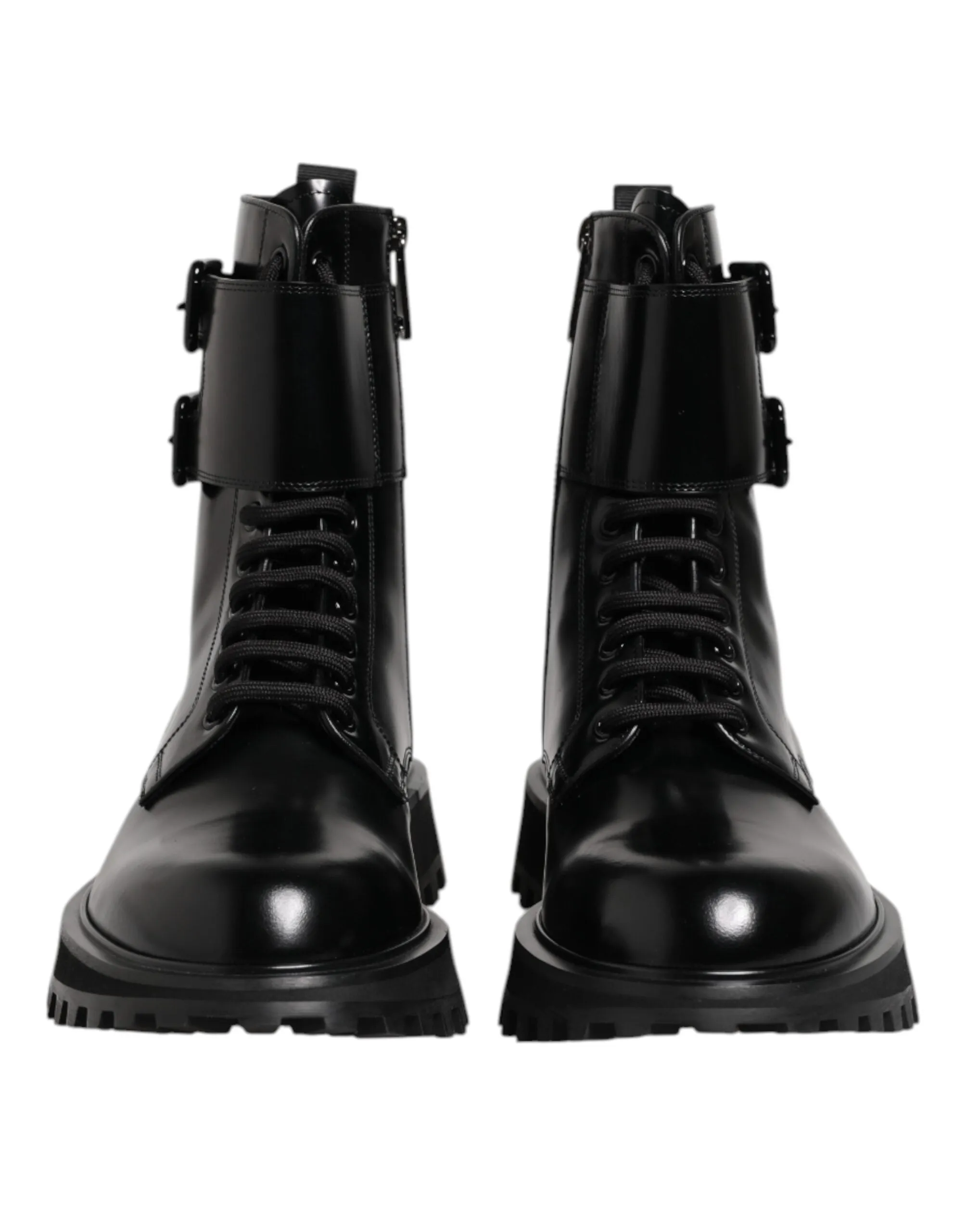 Dolce & Gabbana Black Leather Lace Up Mid Calf Boots Shoes sold by Siebentaschen product image thumbnail 2