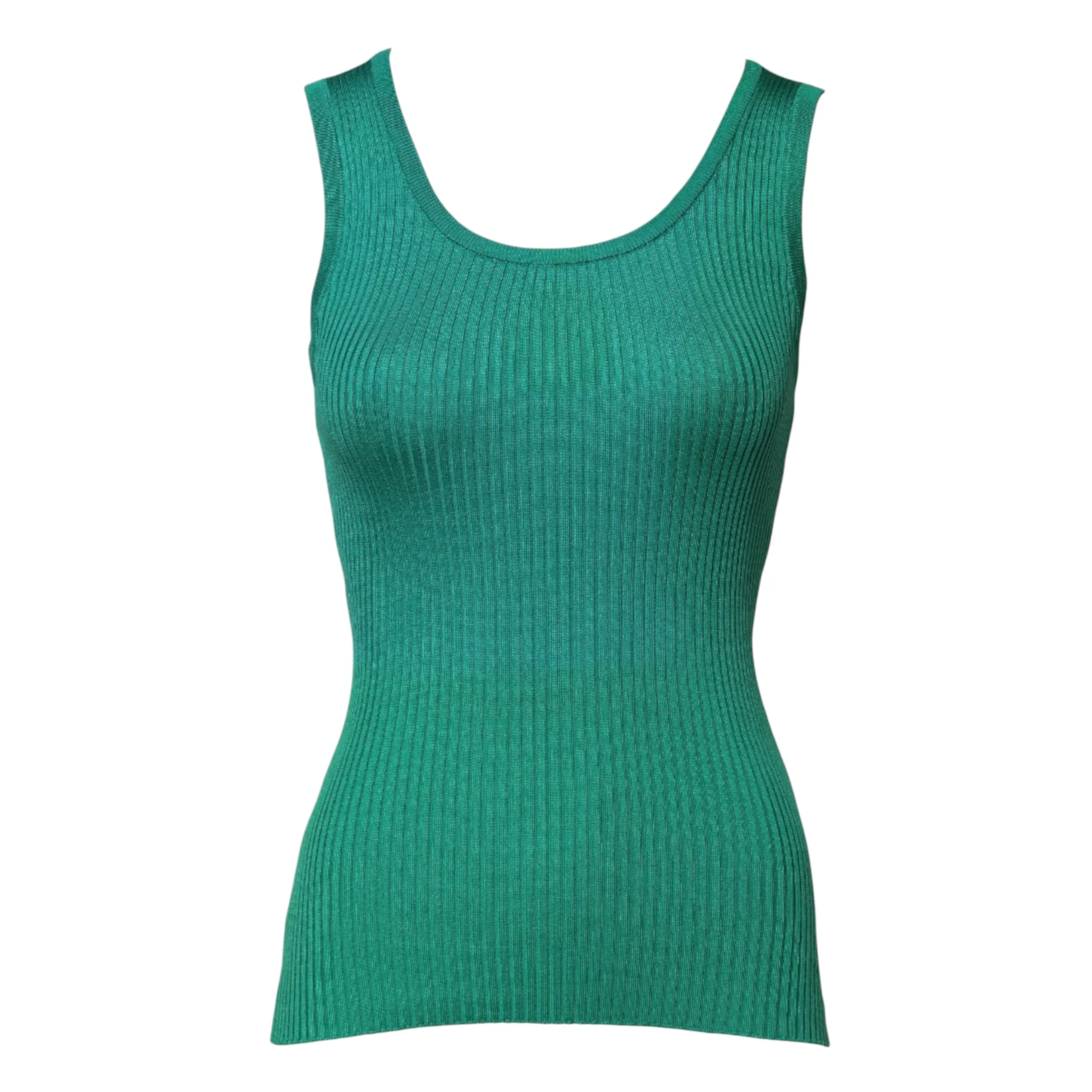 Dolce & Gabbana Green Silk Sleeveless Round Neck Tank Top sold by Siebentaschen product image thumbnail 5