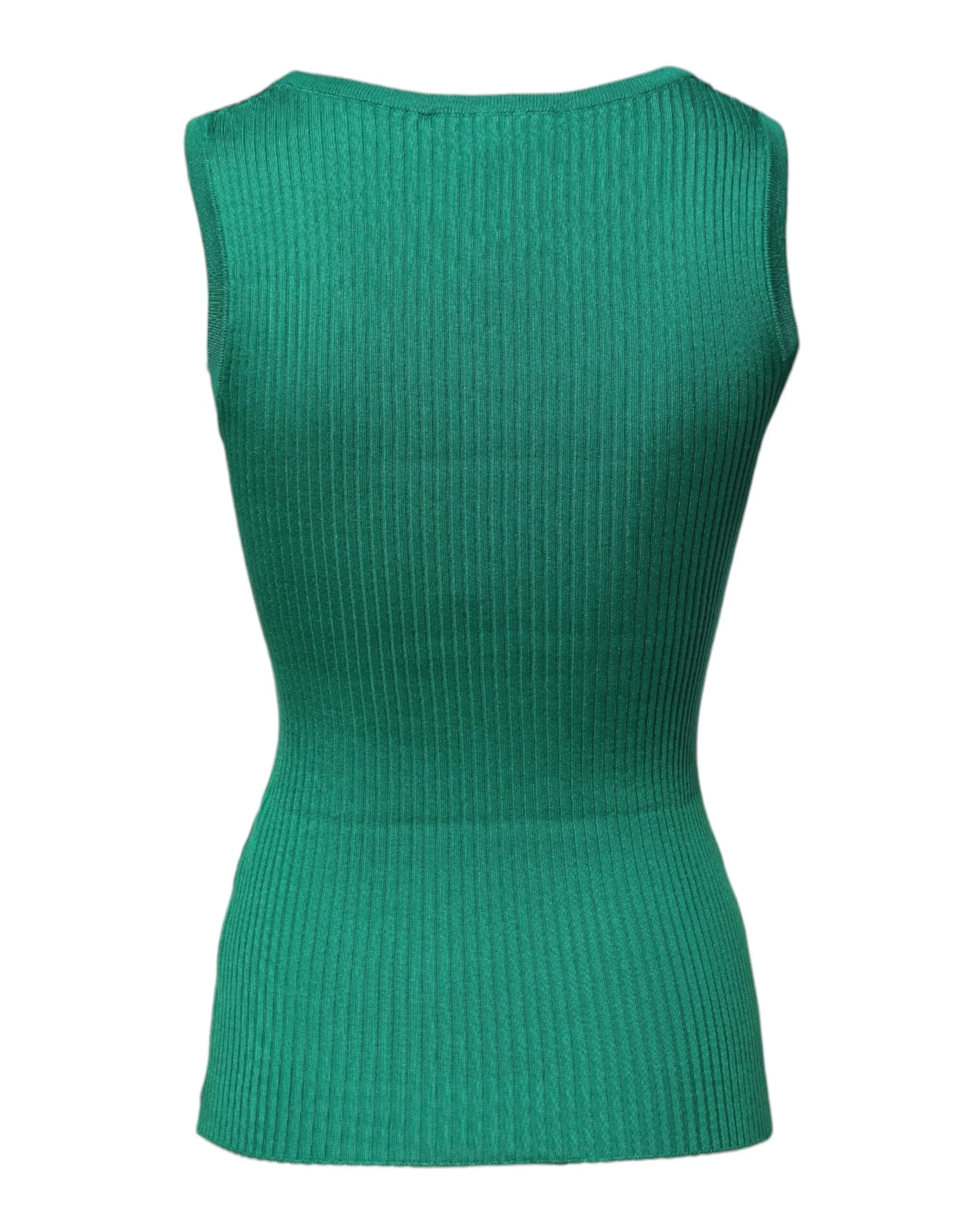 Dolce & Gabbana Green Silk Sleeveless Round Neck Tank Top sold by Siebentaschen product image thumbnail 3