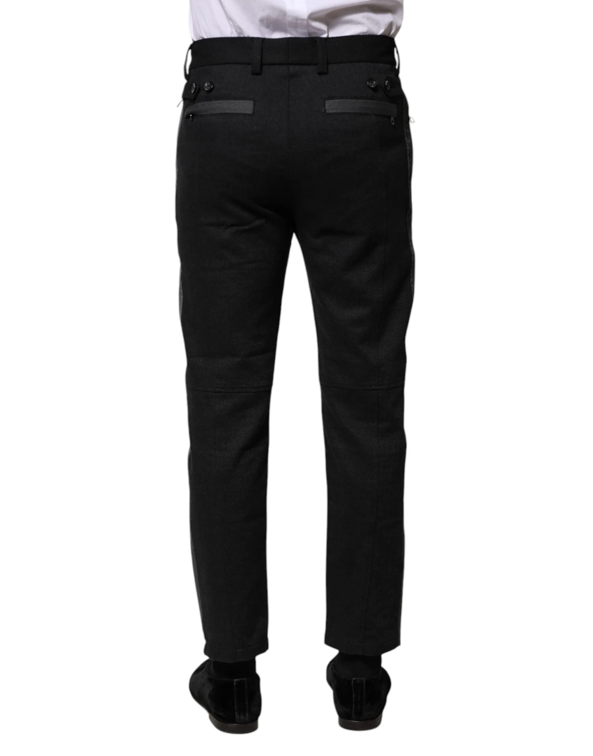 Dolce & Gabbana Black Gray Fantasy Cotton Formal Slim Pants sold by Siebentaschen product image thumbnail 4
