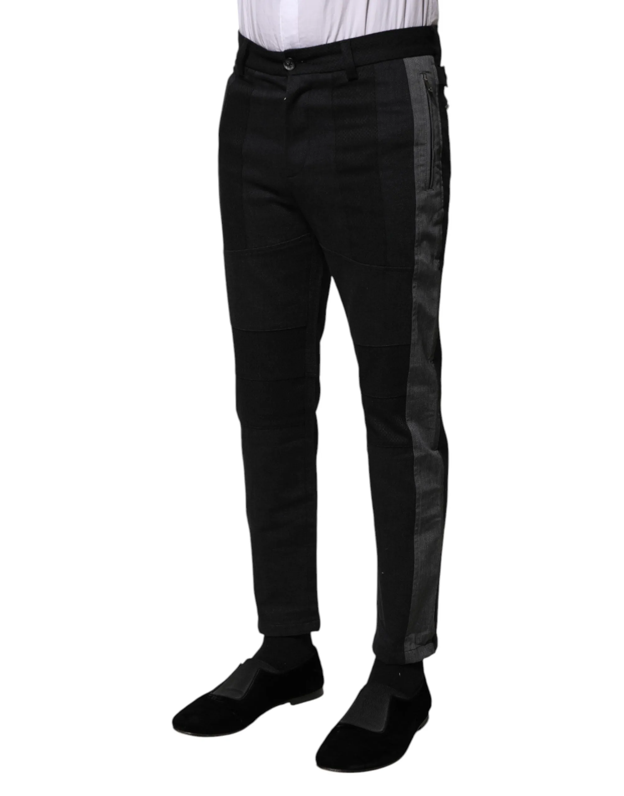 Dolce & Gabbana Black Gray Fantasy Cotton Formal Slim Pants sold by Siebentaschen product image thumbnail 3