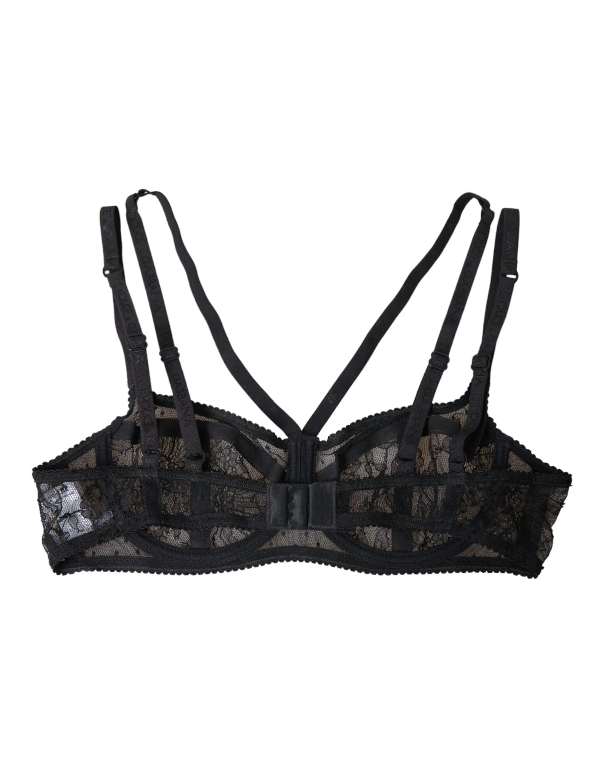 Dolce & Gabbana Black Floral Lace Nylon Balconcino Bra Underwear sold by Siebentaschen product image thumbnail 4