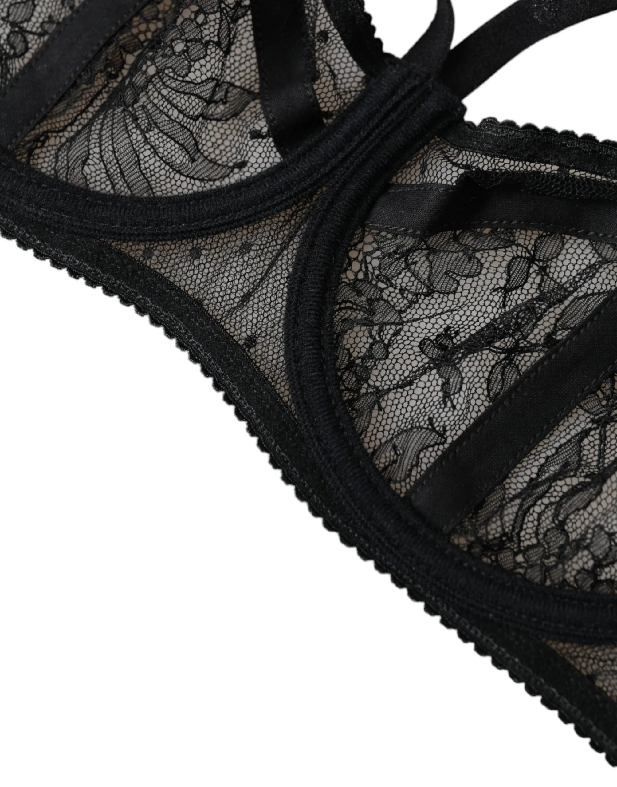 Dolce & Gabbana Black Floral Lace Nylon Balconcino Bra Underwear sold by Siebentaschen product image thumbnail 5