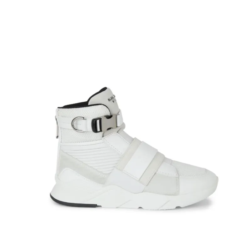 Balmain Exton Mixed-Media High-Top Sneakers sold by Siebentaschen