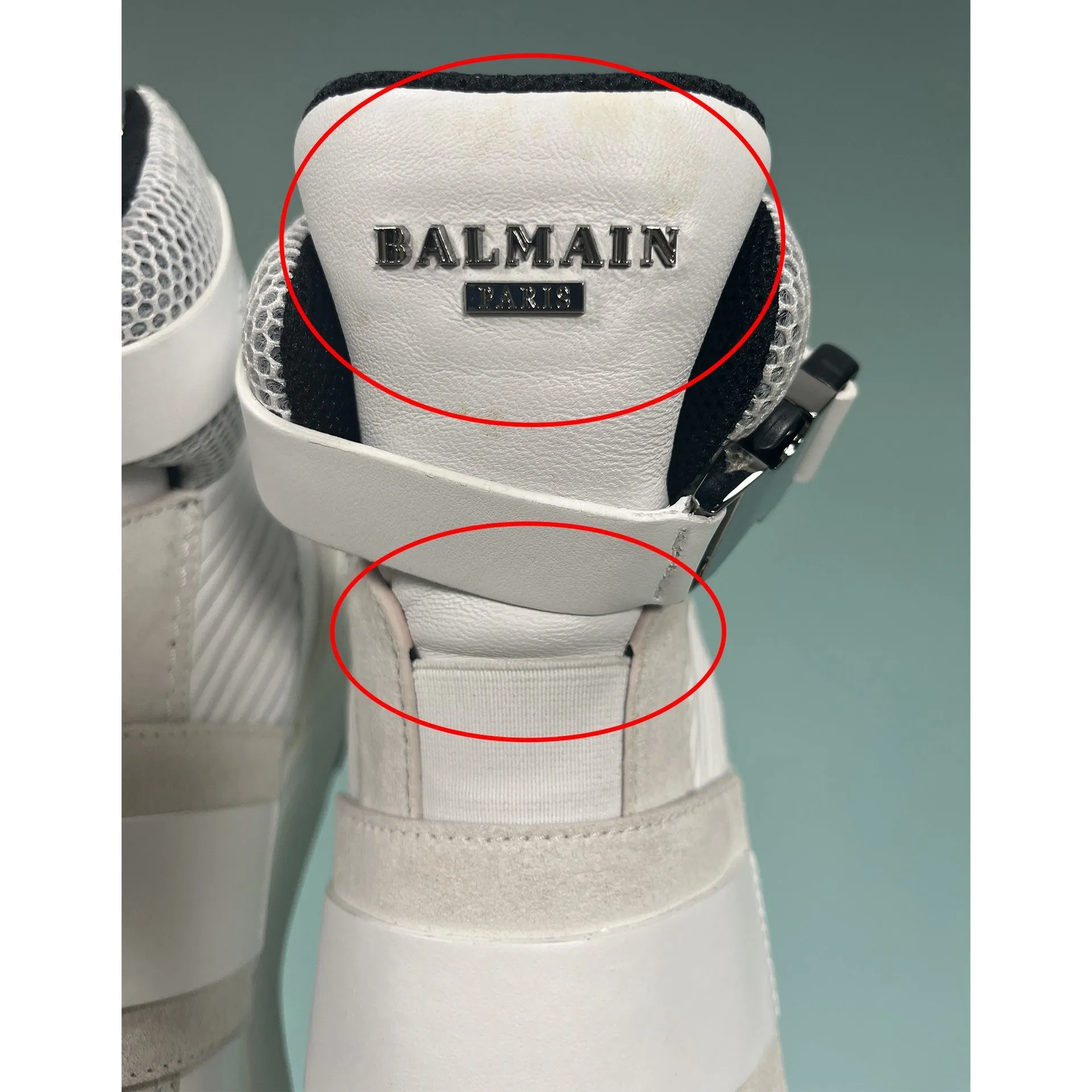 Balmain Exton Mixed-Media High-Top Sneakers sold by Siebentaschen product image thumbnail 5