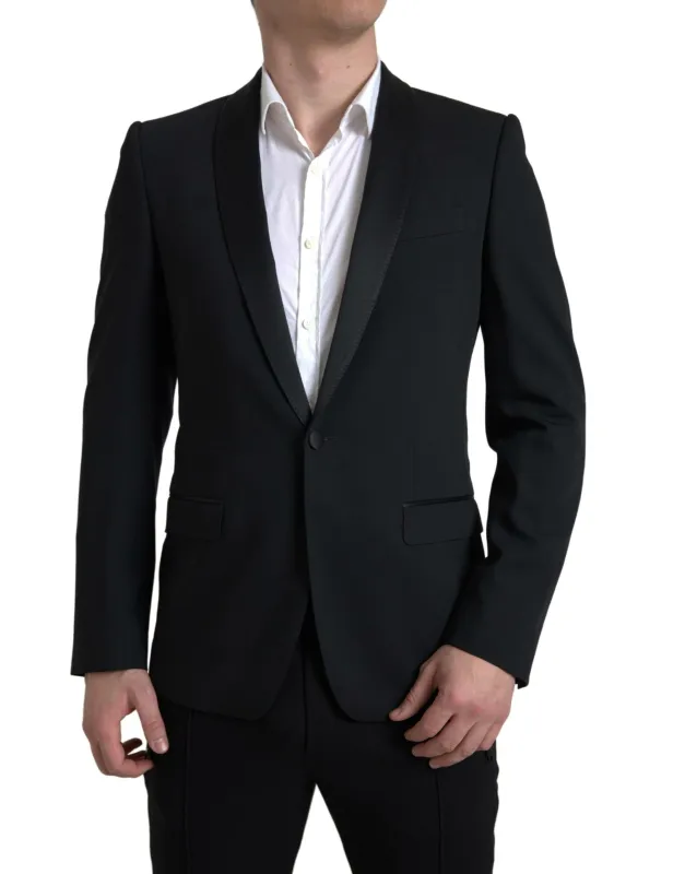 Dolce & Gabbana Black Wool Single Breasted MARTINI Blazer sold by Siebentaschen