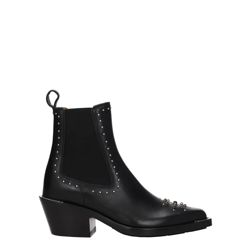ChloƩ Black Leather Ankle Boots sold by Siebentaschen