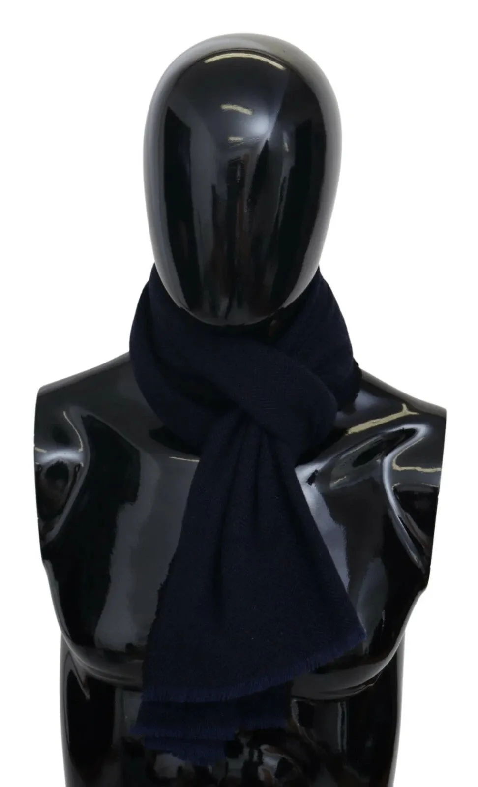 M Missoni Dark Blue Wool Unisex Neck Wrap Fringes Logo Scarf sold by Siebentaschen product image thumbnail 4