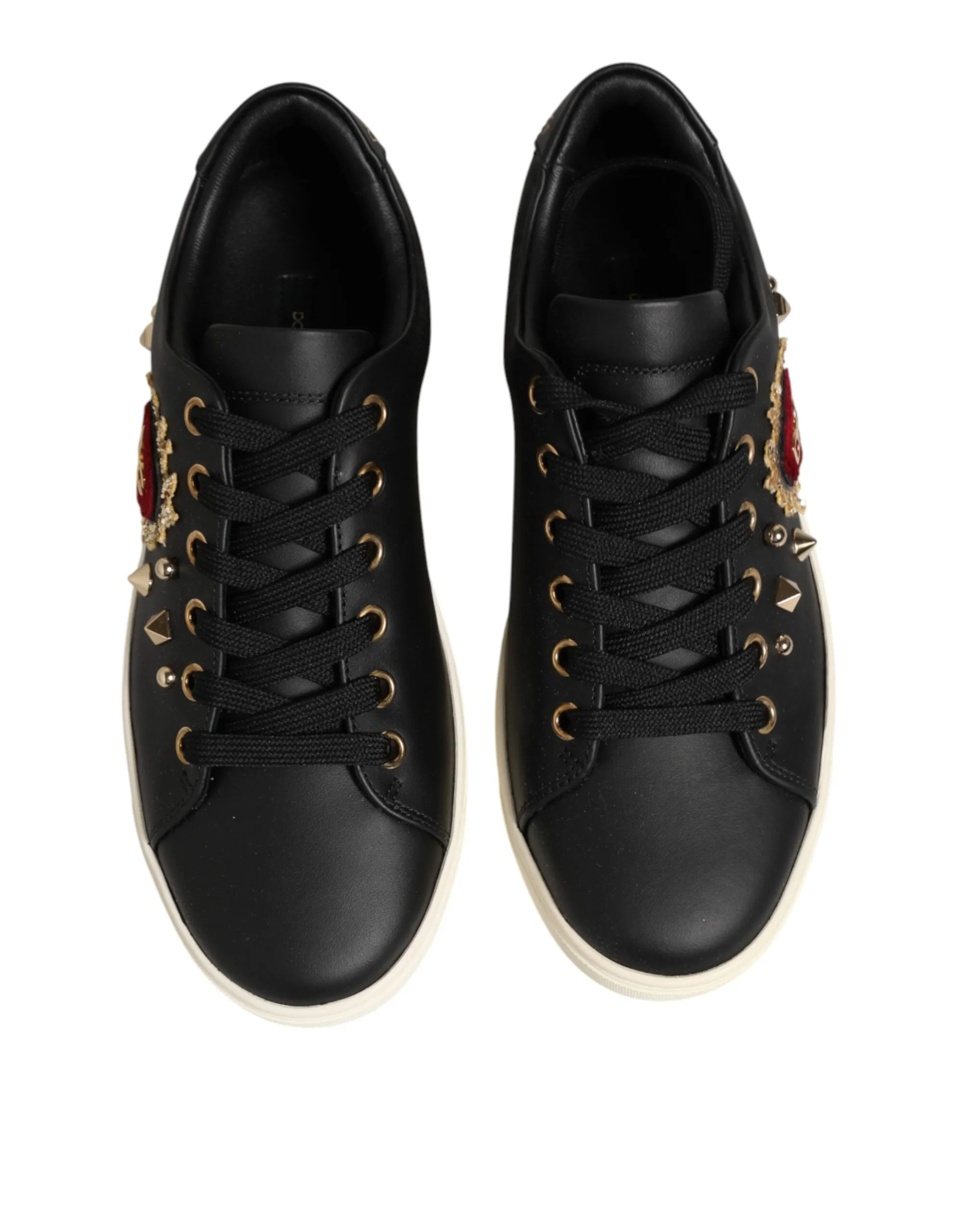 Dolce & Gabbana Black Leather Sacred Heart Sneakers Shoes sold by Siebentaschen product image thumbnail 4