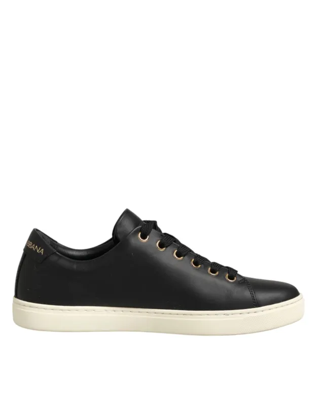 Dolce & Gabbana Black Leather Sacred Heart Sneakers Shoes sold by Siebentaschen