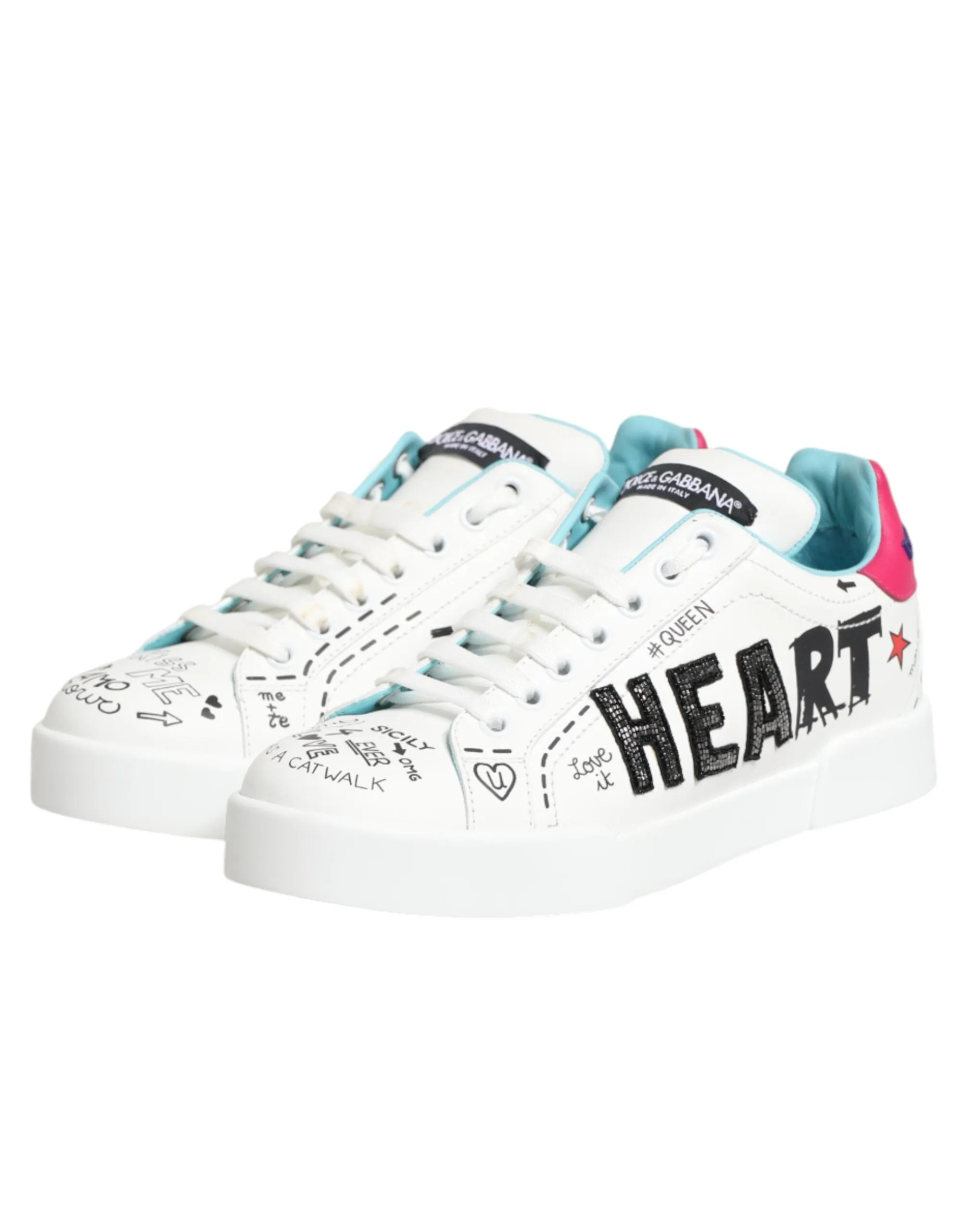 Dolce & Gabbana White Leather Graffiti Low Top Sneakers Shoes sold by Siebentaschen product image thumbnail 5