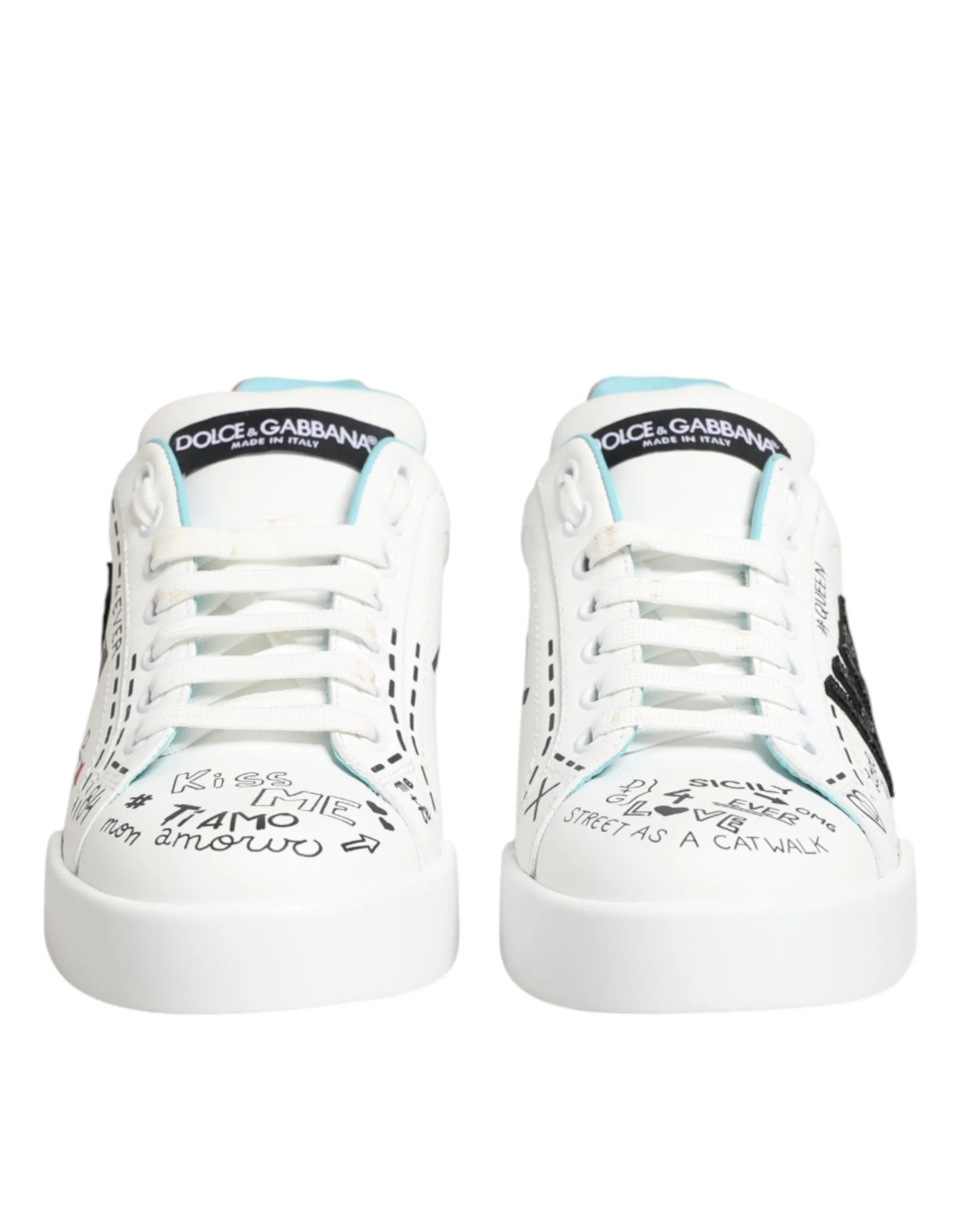 Dolce & Gabbana White Leather Graffiti Low Top Sneakers Shoes sold by Siebentaschen product image thumbnail 3