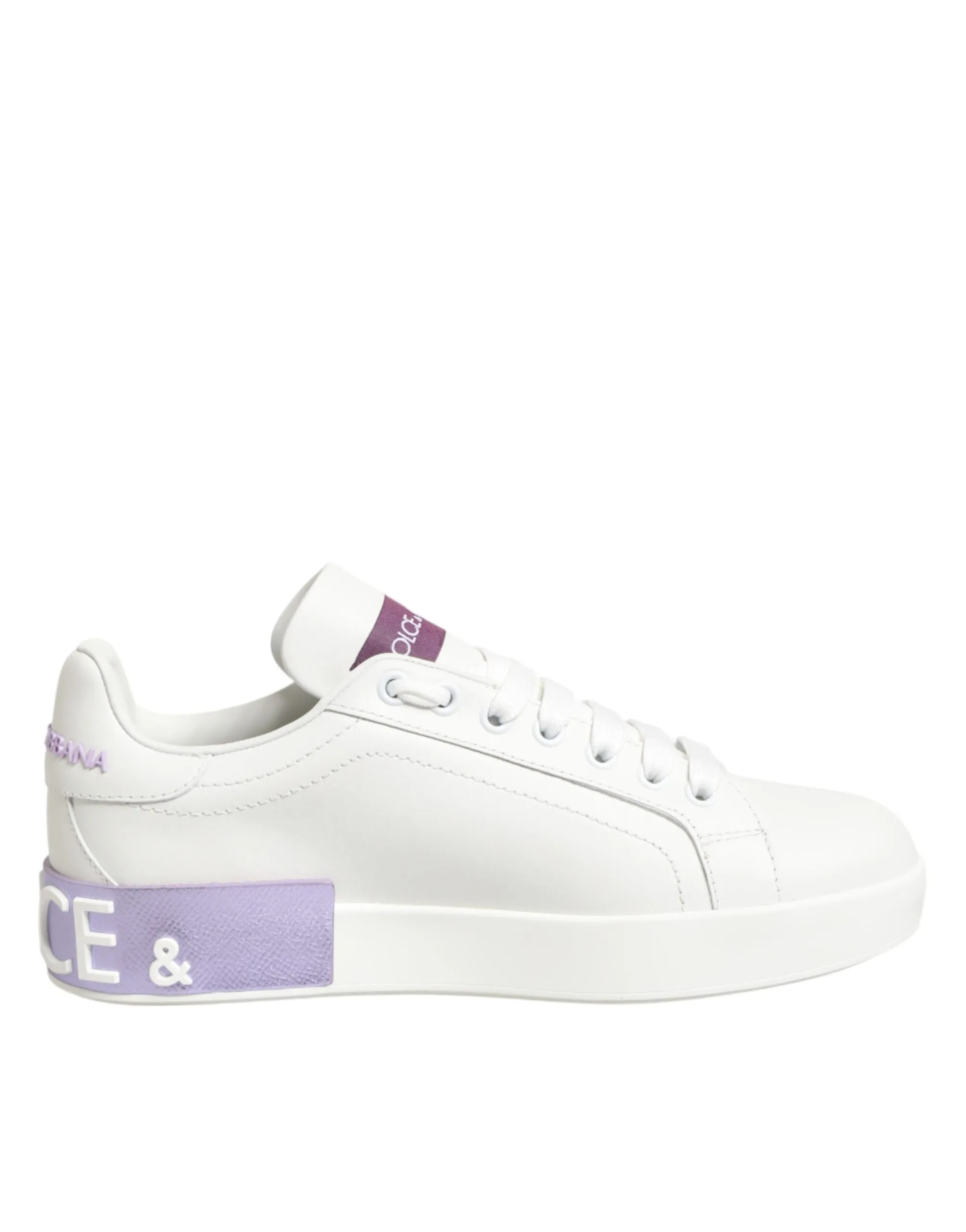 Dolce & Gabbana White Purple Leather Casual Sneakers Shoes sold by Siebentaschen product image thumbnail 2