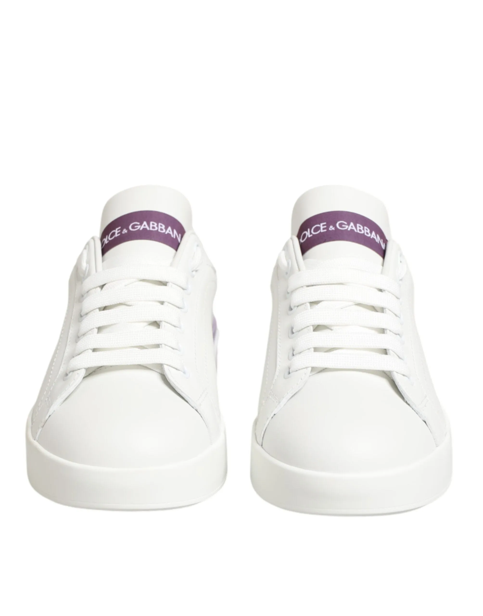 Dolce & Gabbana White Purple Leather Casual Sneakers Shoes sold by Siebentaschen product image thumbnail 3