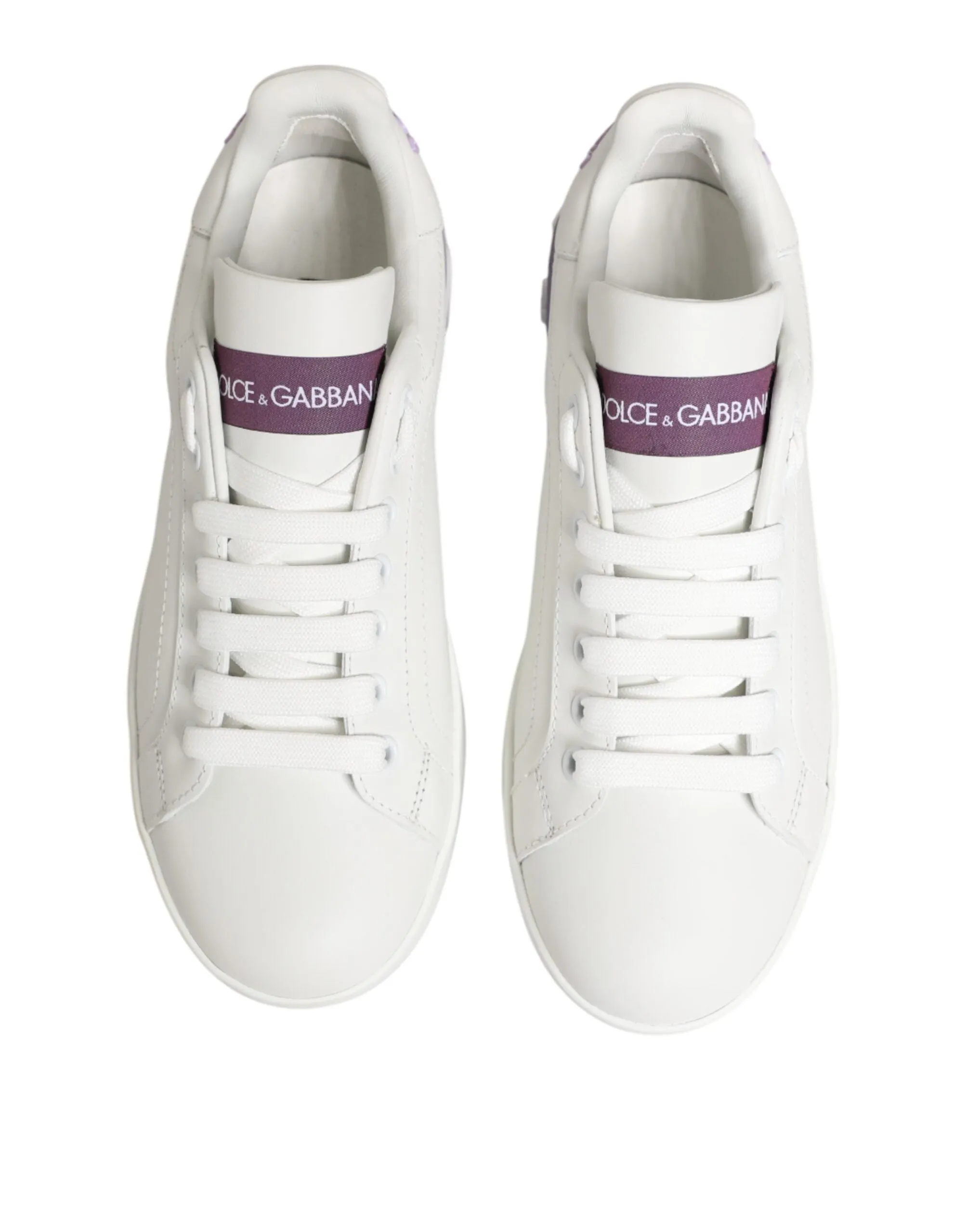 Dolce & Gabbana White Purple Leather Casual Sneakers Shoes sold by Siebentaschen product image thumbnail 4