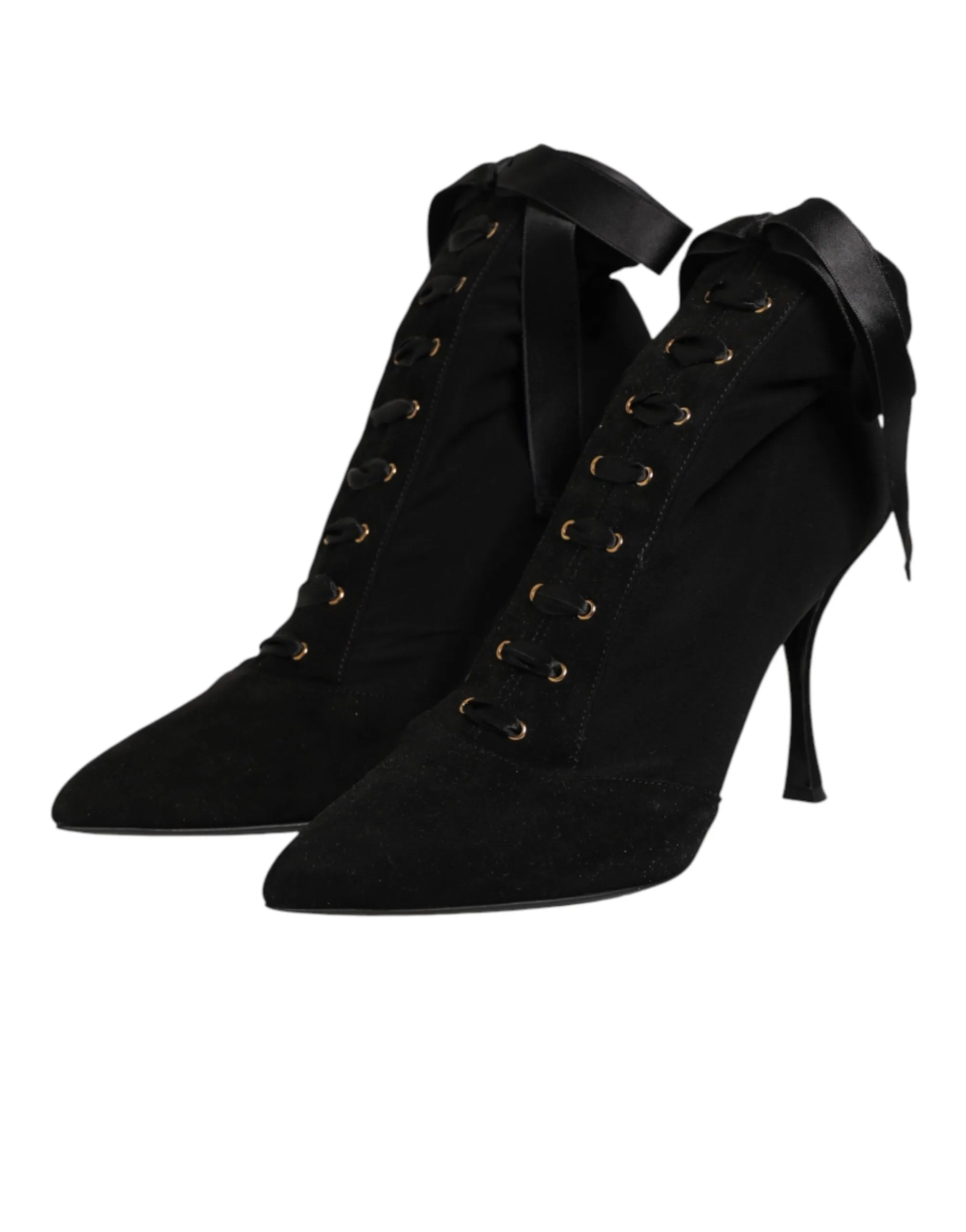 Dolce & Gabbana Black Stiletto Heels Lace Up Boots Shoes sold by Siebentaschen product image thumbnail 5