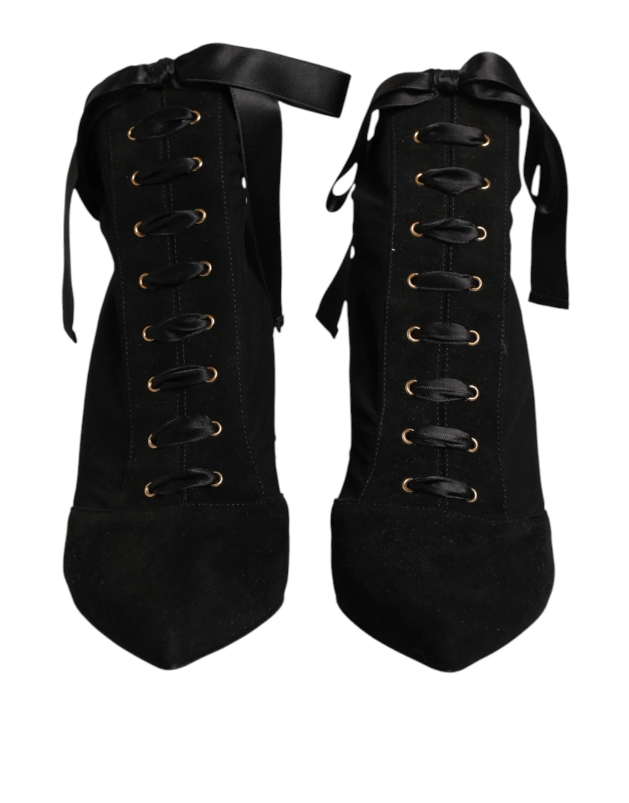 Dolce & Gabbana Black Stiletto Heels Lace Up Boots Shoes sold by Siebentaschen product image thumbnail 3