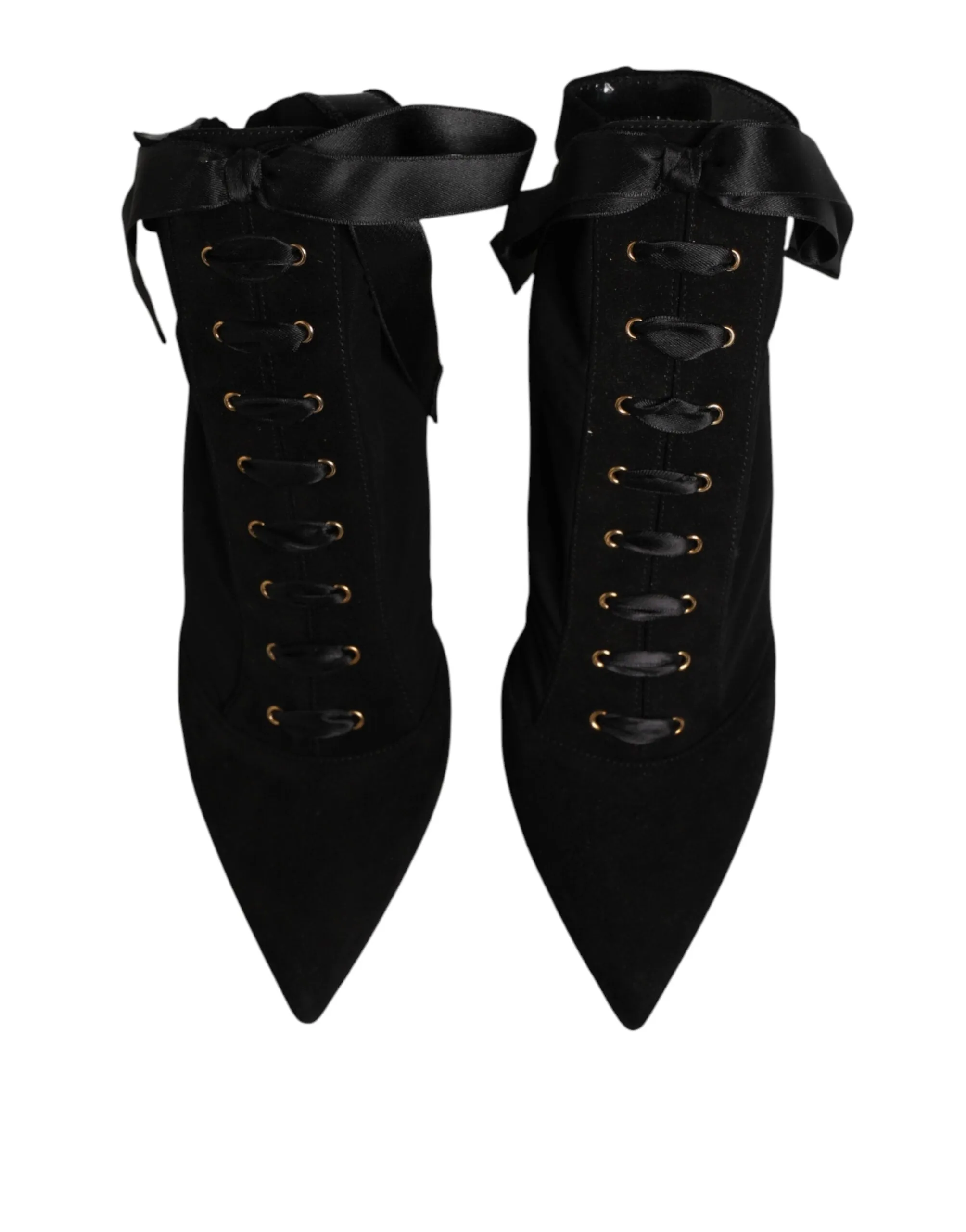 Dolce & Gabbana Black Stiletto Heels Lace Up Boots Shoes sold by Siebentaschen product image thumbnail 4