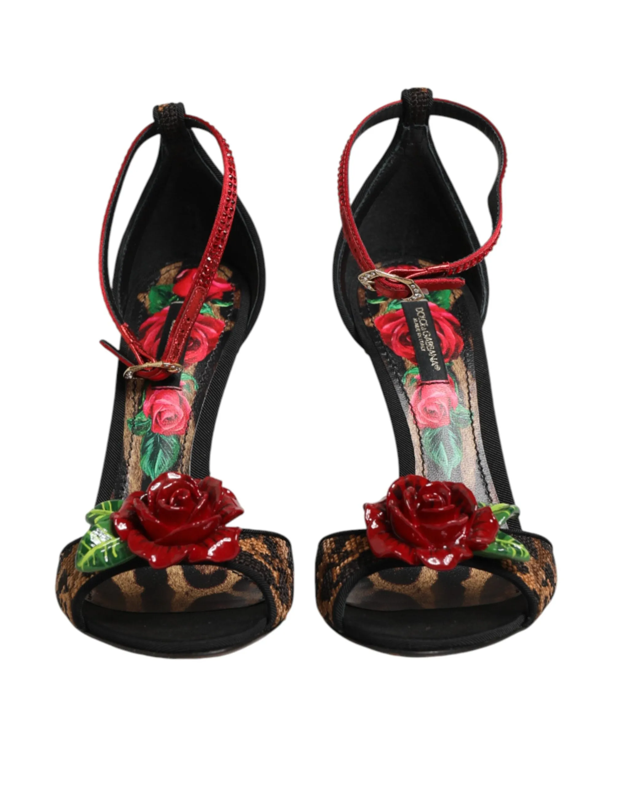 Dolce & Gabbana Brown Leopard Crystal Roses Sandals Shoes sold by Siebentaschen product image thumbnail 3