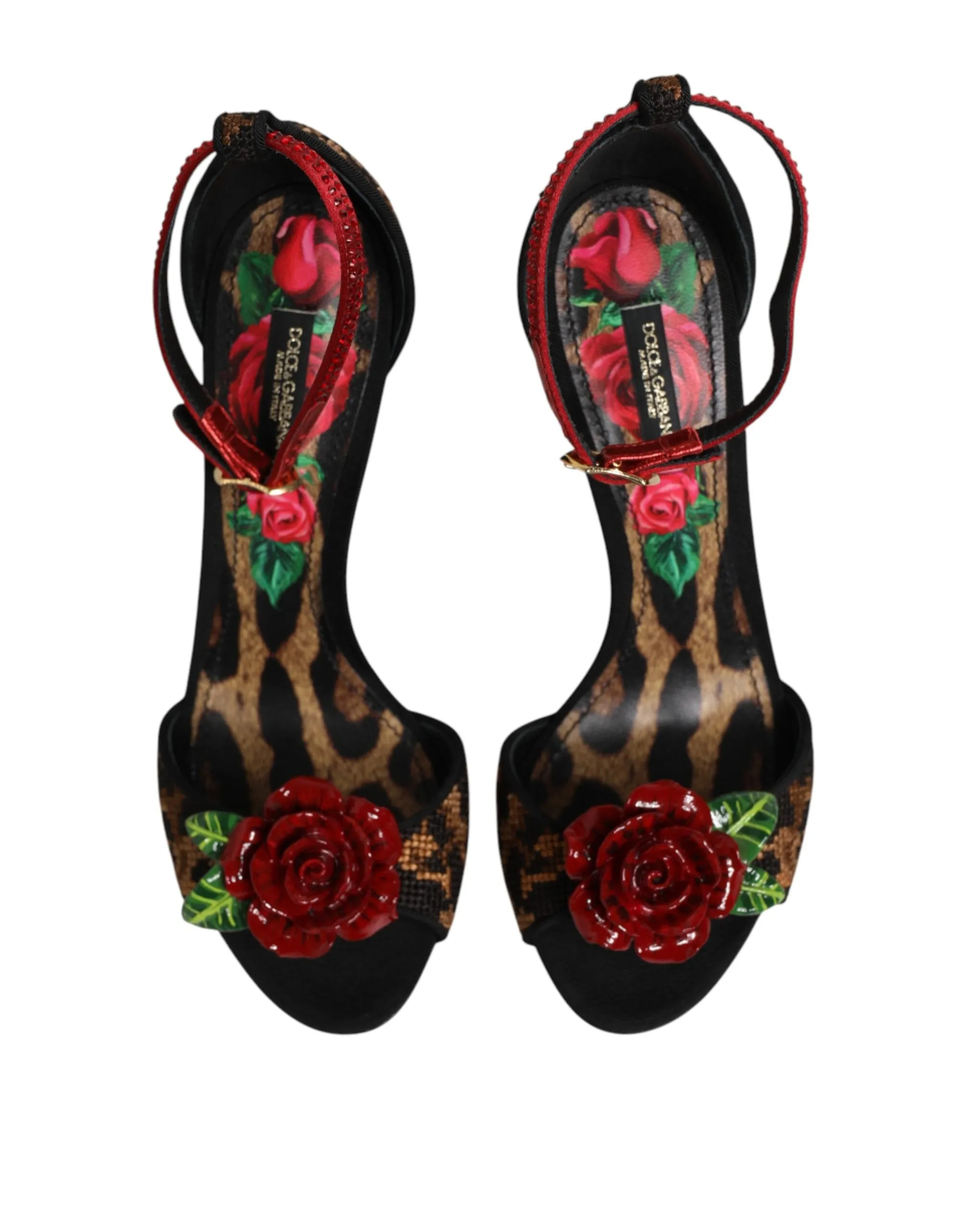 Dolce & Gabbana Brown Leopard Crystal Roses Sandals Shoes sold by Siebentaschen product image thumbnail 4