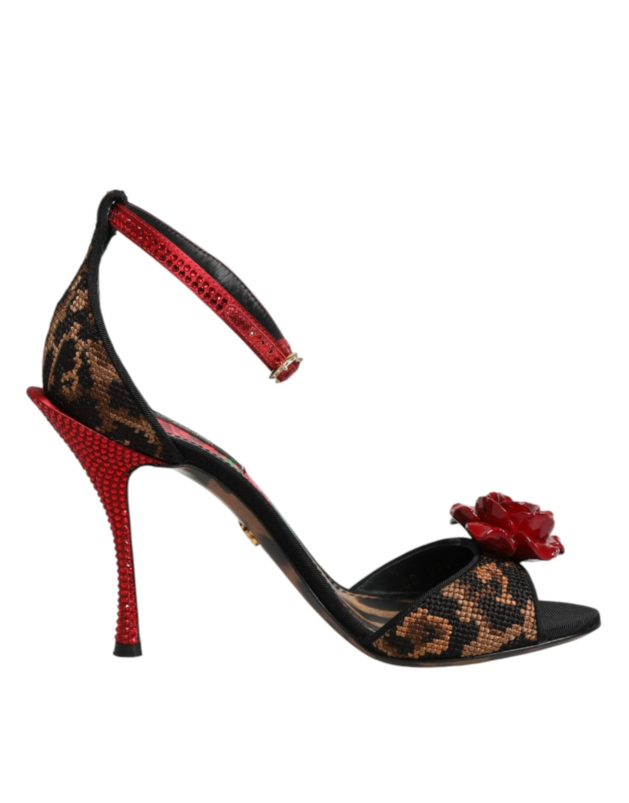 Dolce & Gabbana Brown Leopard Crystal Roses Sandals Shoes sold by Siebentaschen