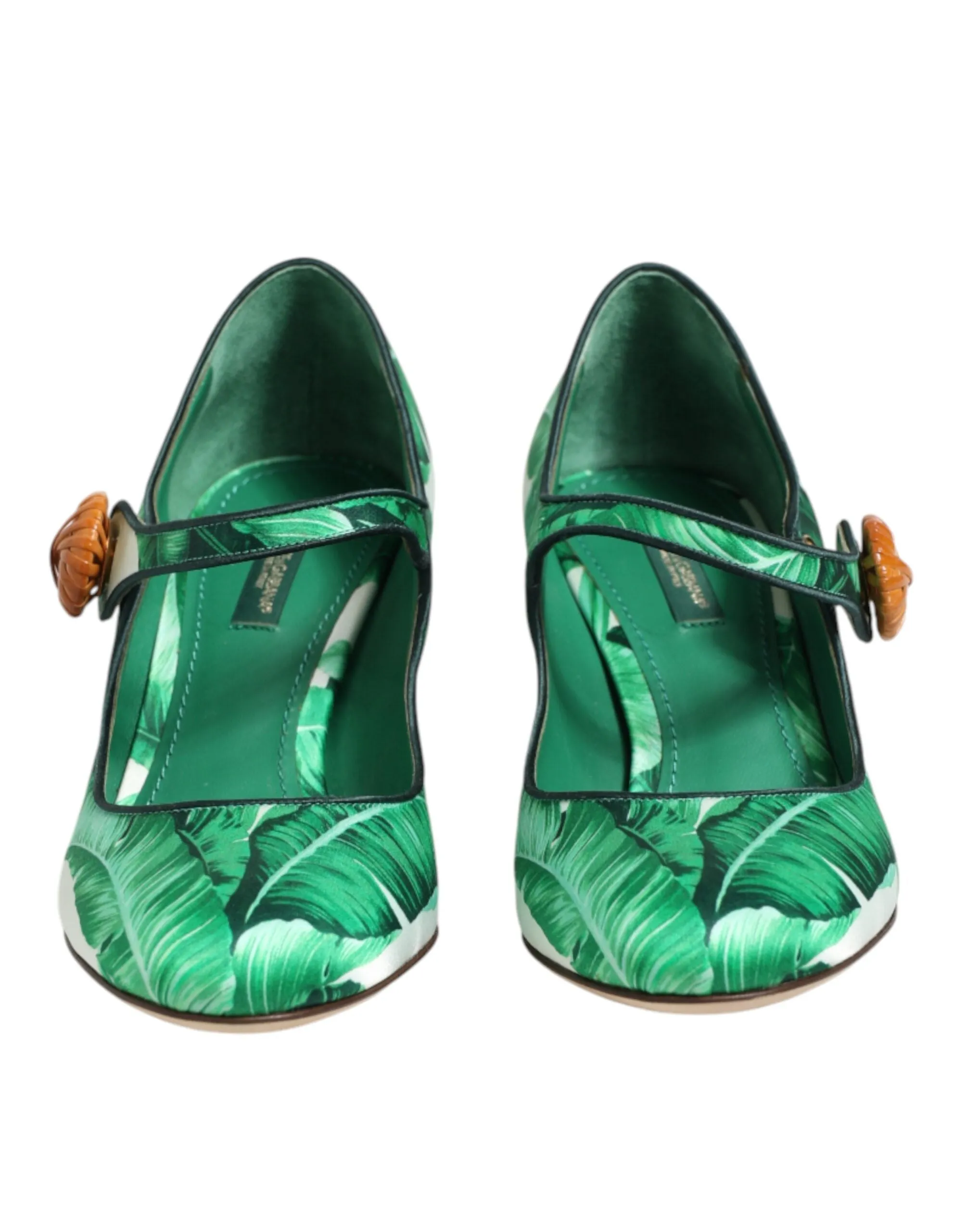 Dolce & Gabbana Green Silk MARY JANES Leaf Sandals Shoes sold by Siebentaschen product image thumbnail 3