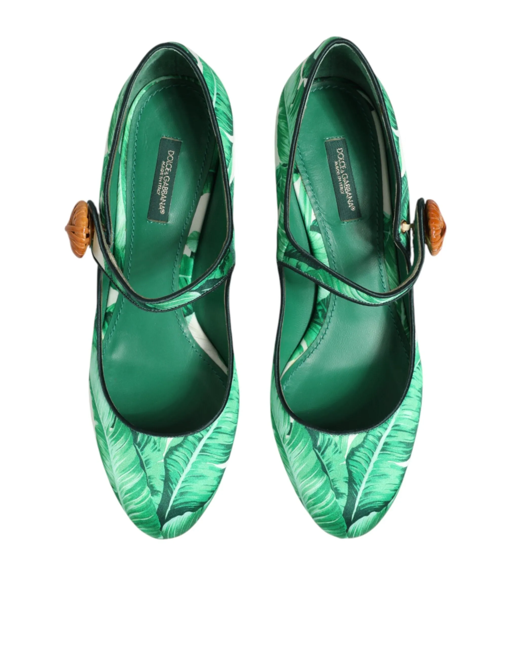 Dolce & Gabbana Green Silk MARY JANES Leaf Sandals Shoes sold by Siebentaschen product image thumbnail 4