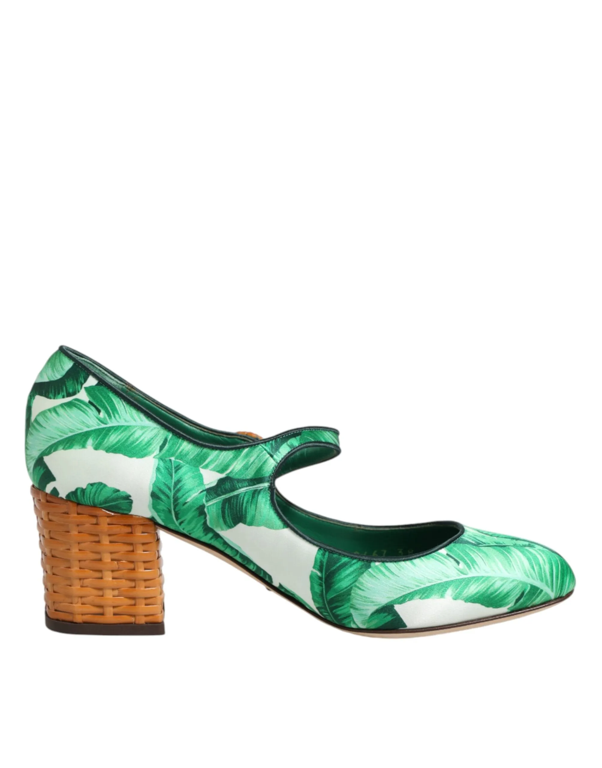 Dolce & Gabbana Green Silk MARY JANES Leaf Sandals Shoes sold by Siebentaschen