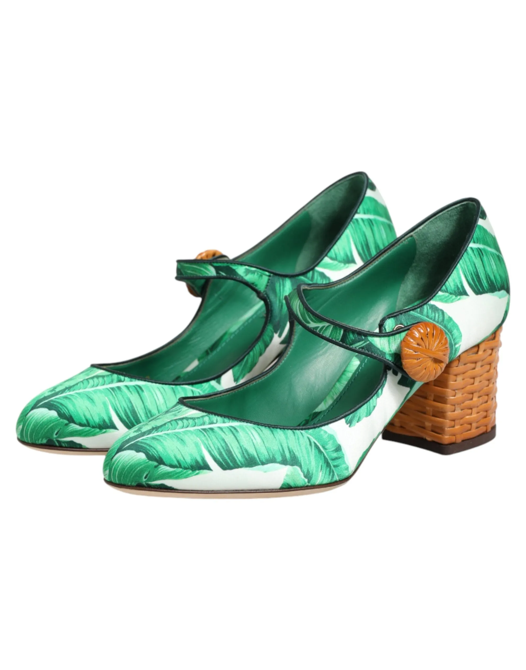 Dolce & Gabbana Green Silk MARY JANES Leaf Sandals Shoes sold by Siebentaschen product image thumbnail 5