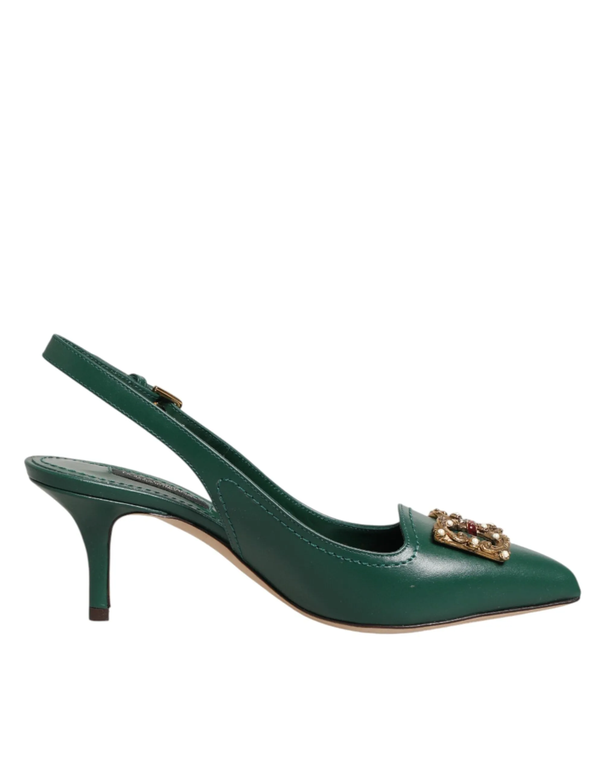 Dolce & Gabbana Green Leather AMORE Heels Slingbacks Shoes sold by Siebentaschen product image thumbnail 2
