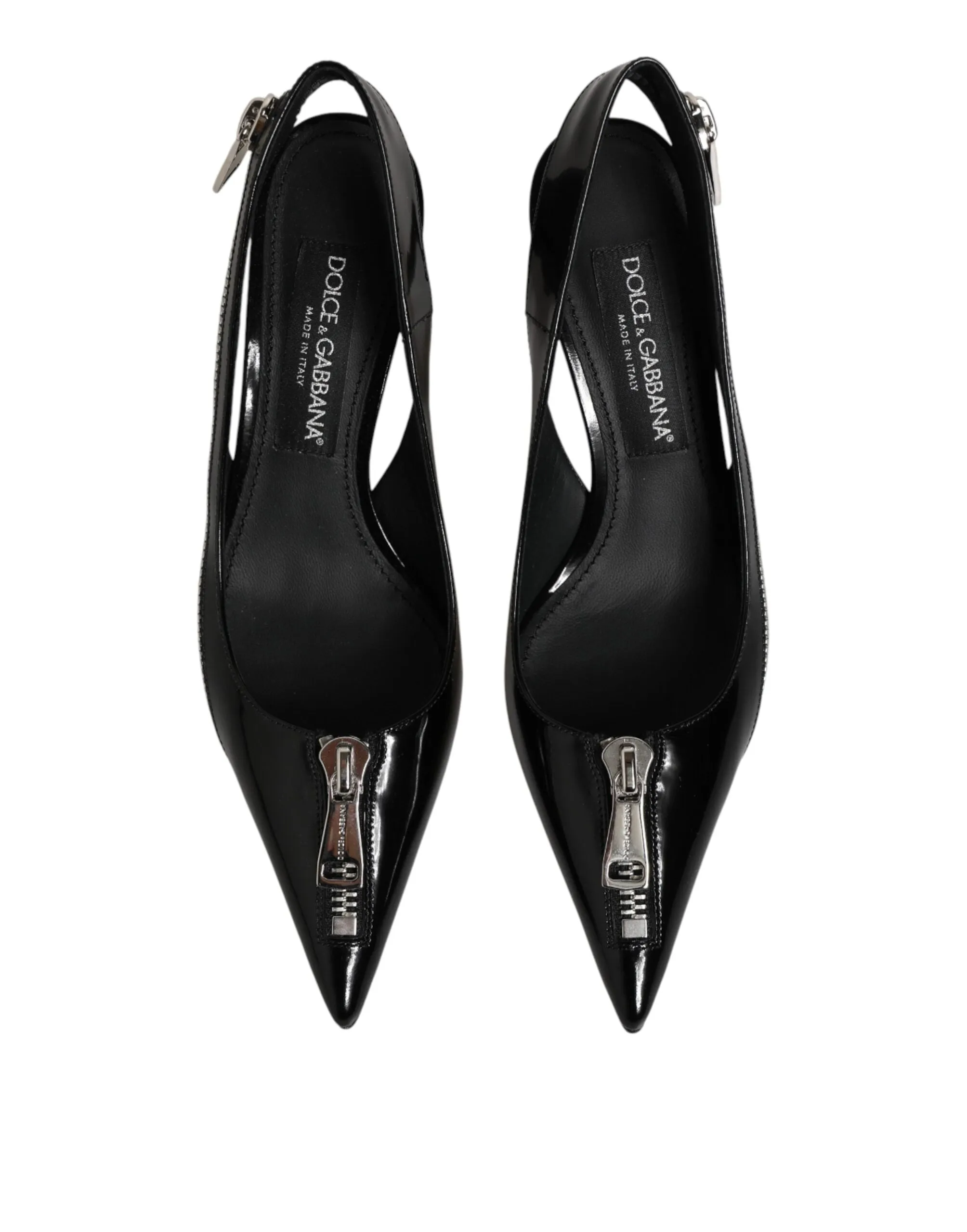 Dolce & Gabbana Black Zipper Leather Heels Slingbacks Shoes sold by Siebentaschen product image thumbnail 4