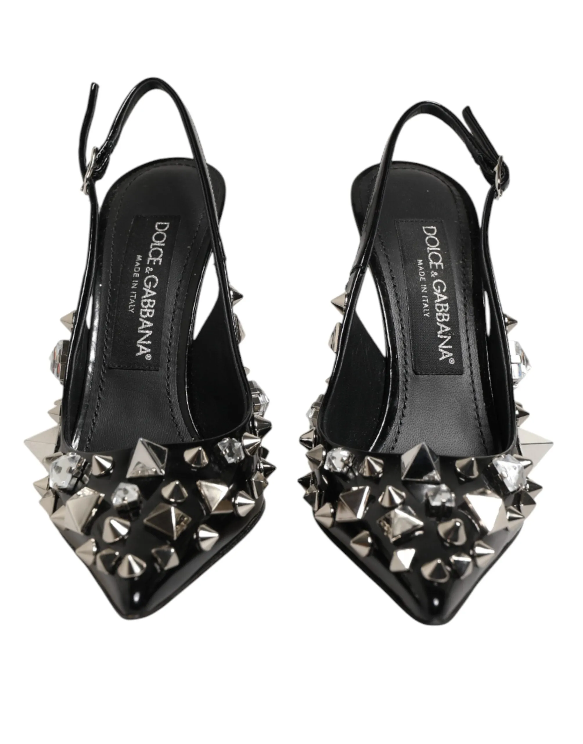 Dolce & Gabbana Black Studded Leather Heels Slingbacks Shoes sold by Siebentaschen product image thumbnail 3