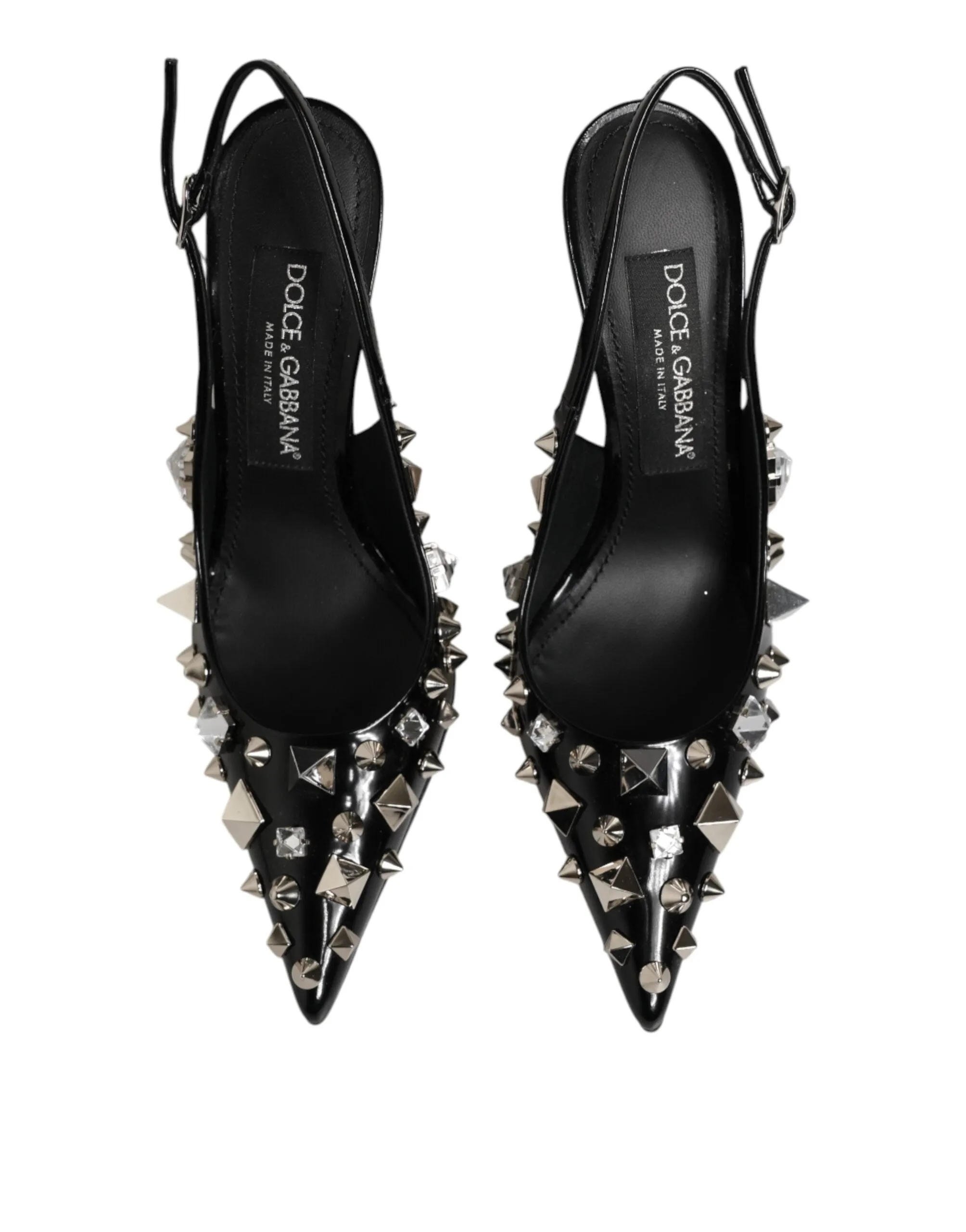 Dolce & Gabbana Black Studded Leather Heels Slingbacks Shoes sold by Siebentaschen product image thumbnail 4