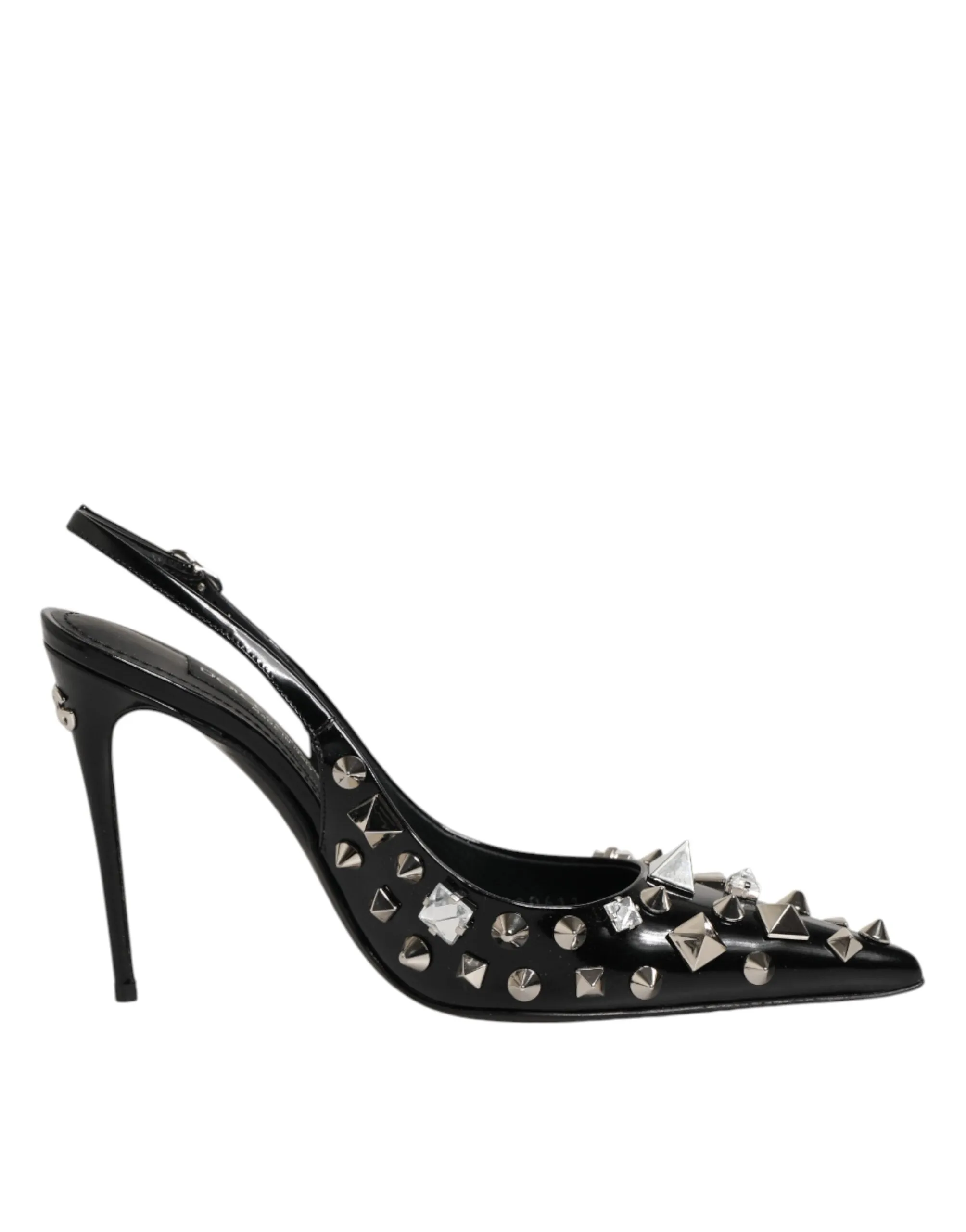 Dolce & Gabbana Black Studded Leather Heels Slingbacks Shoes sold by Siebentaschen