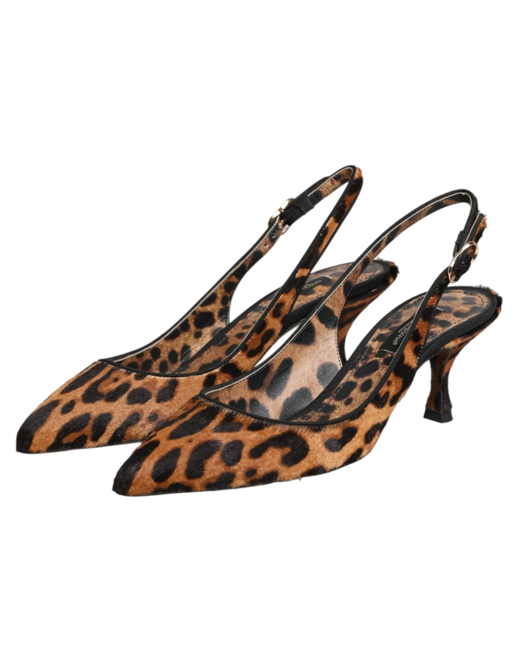 Dolce & Gabbana Brown Leopard Calfskin Fur Slingbacks Shoes sold by Siebentaschen product image thumbnail 5