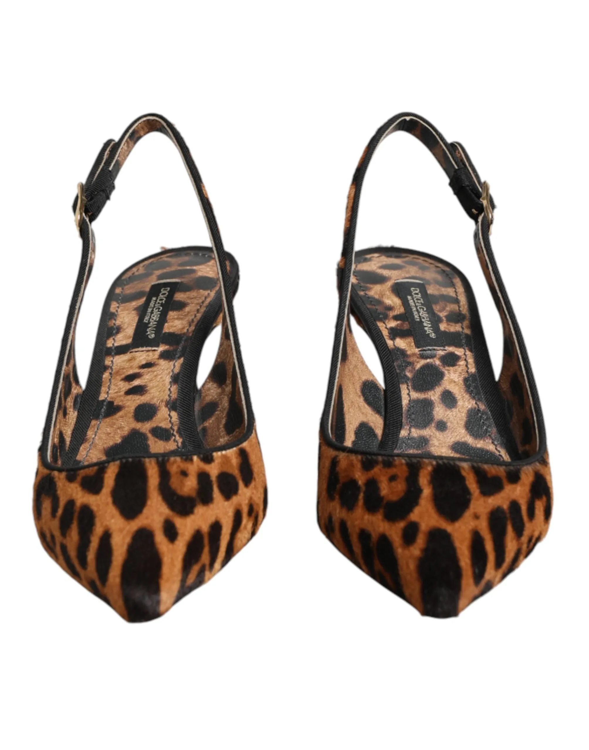 Dolce & Gabbana Brown Leopard Calfskin Fur Slingbacks Shoes sold by Siebentaschen product image thumbnail 3