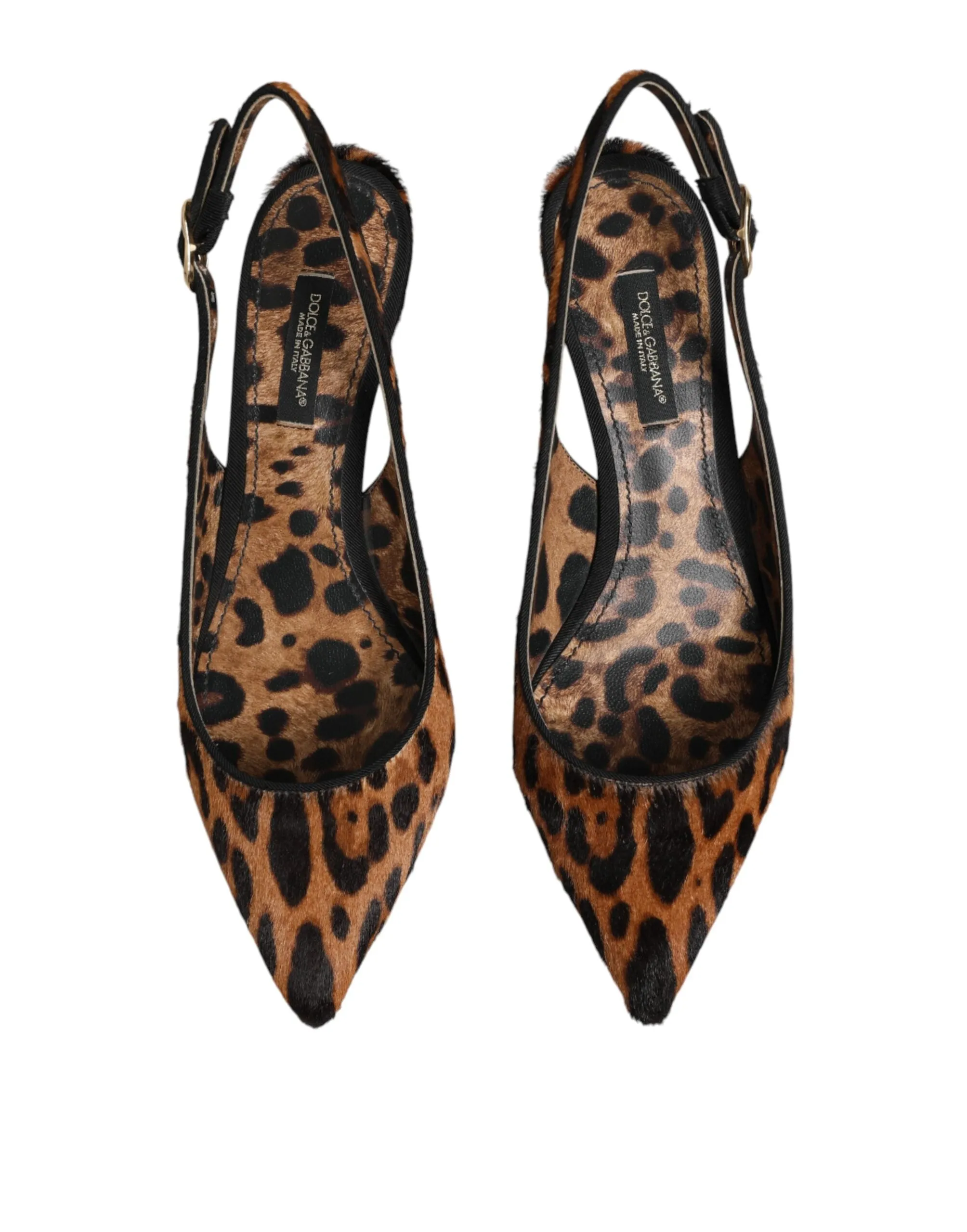 Dolce & Gabbana Brown Leopard Calfskin Fur Slingbacks Shoes sold by Siebentaschen product image thumbnail 4