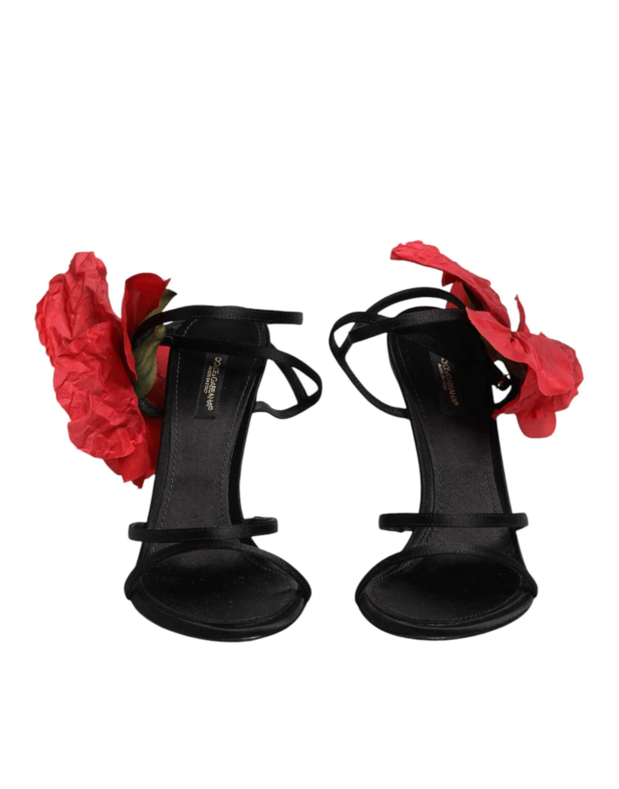 Dolce & Gabbana Black Leather Strappy Flower Heels Sandals Shoes sold by Siebentaschen product image thumbnail 3
