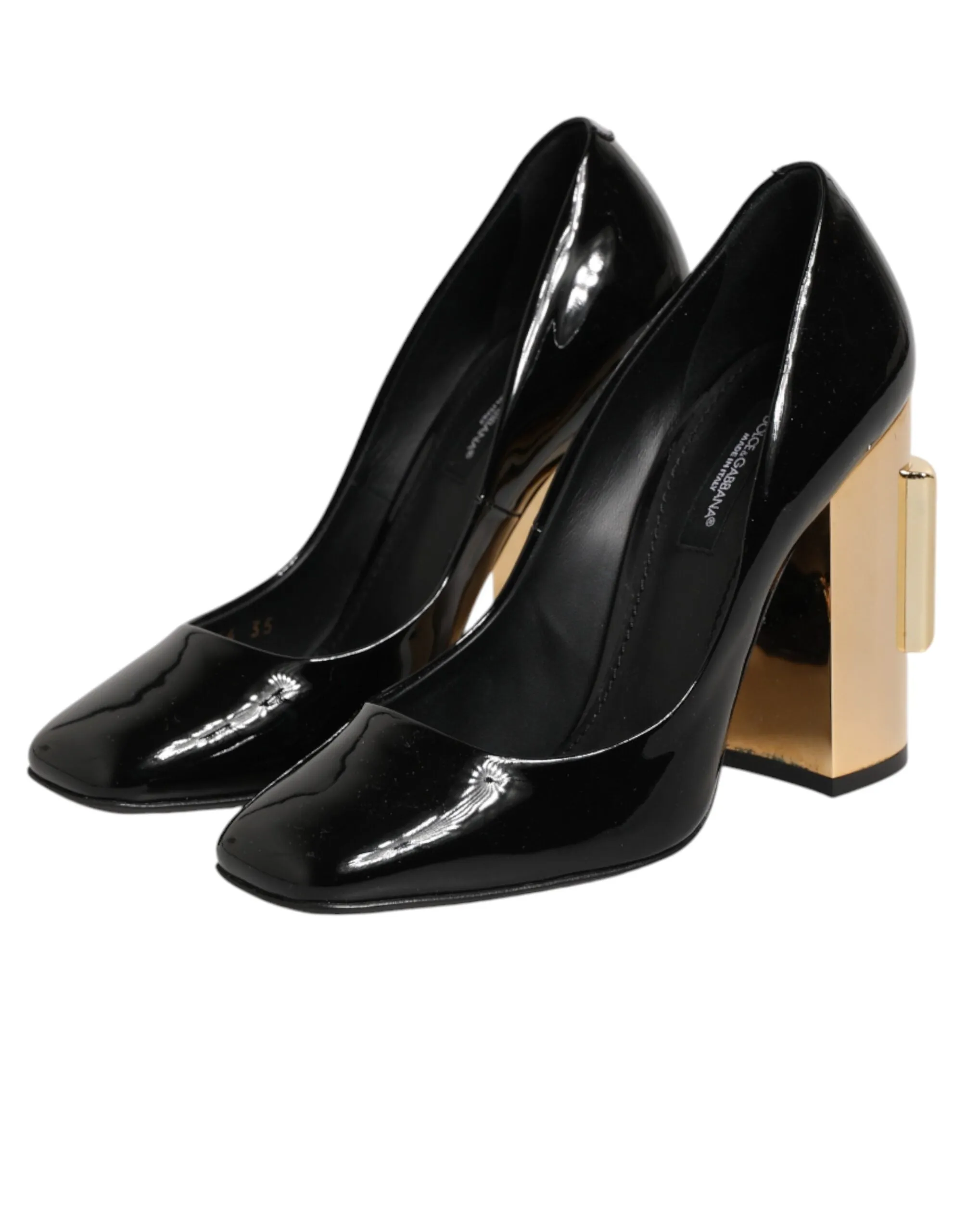 Dolce & Gabbana Black Gold Patent Leather Logo Heels Pumps Shoes sold by Siebentaschen product image thumbnail 5