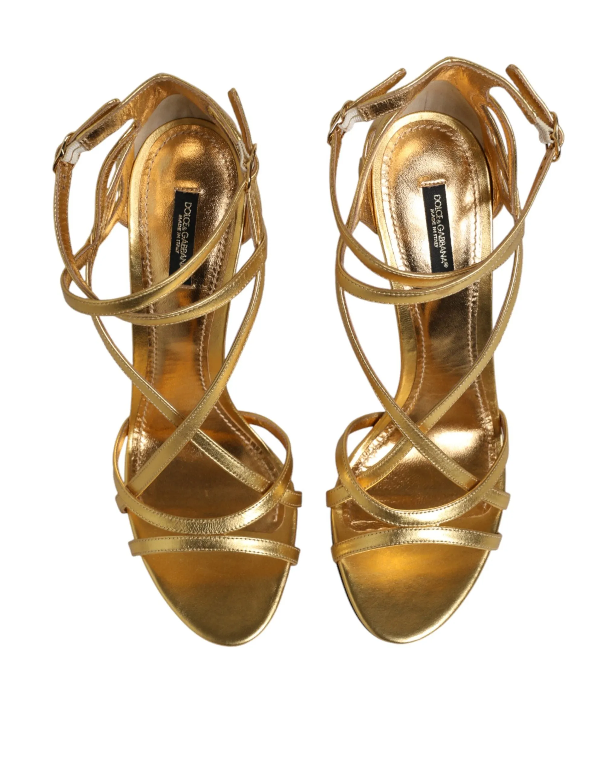 Dolce & Gabbana Gold Leather Keira Heels Sandals Shoes sold by Siebentaschen product image thumbnail 4