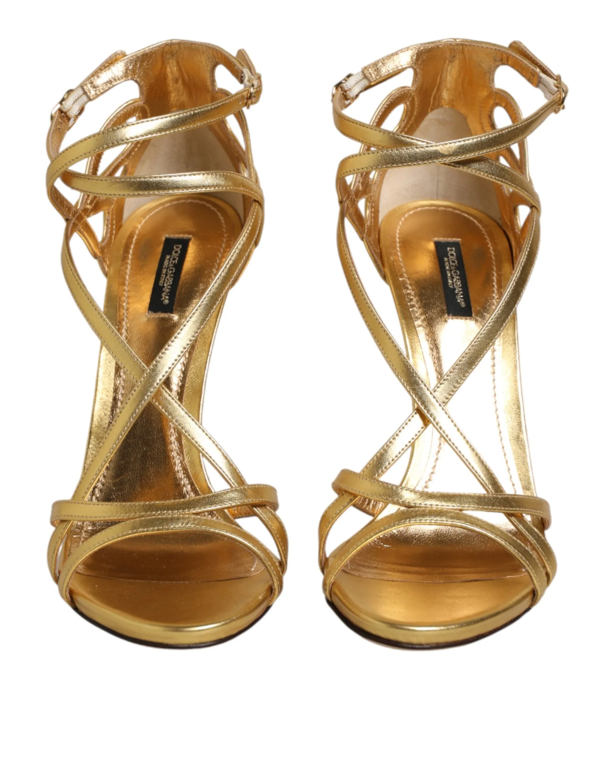 Dolce & Gabbana Gold Leather Keira Heels Sandals Shoes sold by Siebentaschen product image thumbnail 3