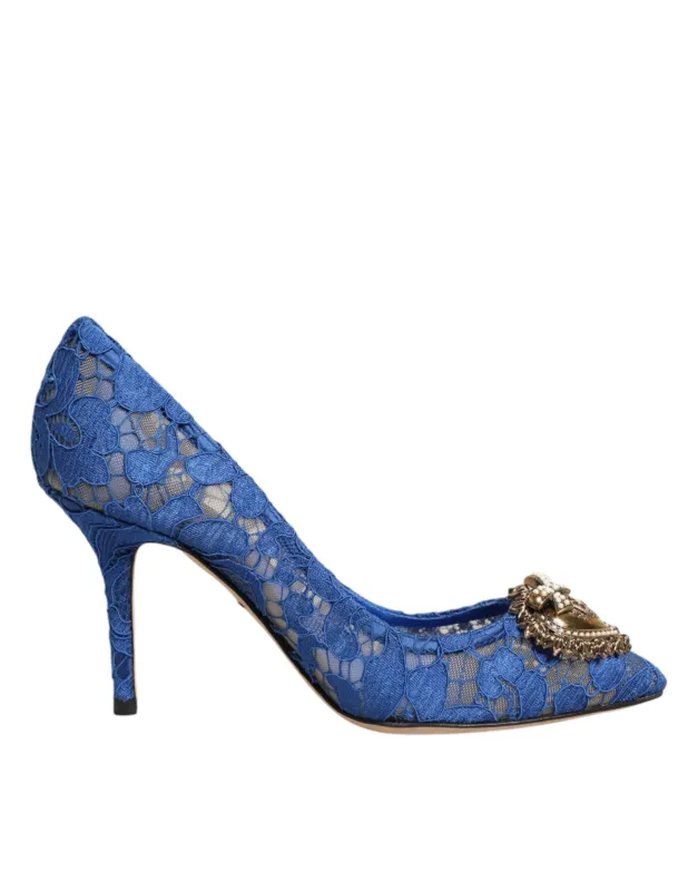 Dolce & Gabbana Blue Taormina Lace DEVOTION Pumps Shoes \ sold by Siebentaschen