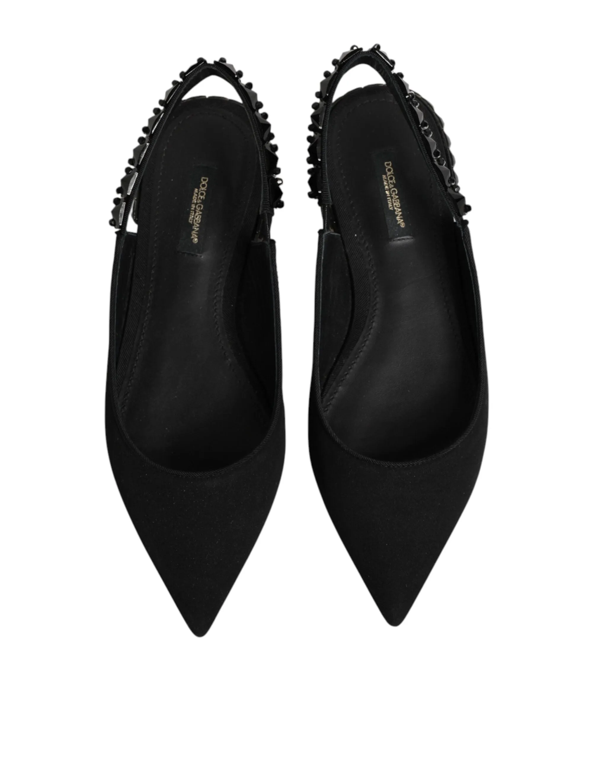 Dolce & Gabbana Black Crystal Charmeuse Slingback Shoes sold by Siebentaschen product image thumbnail 4