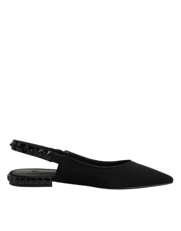 Dolce & Gabbana Black Crystal Charmeuse Slingback Shoes sold by Siebentaschen