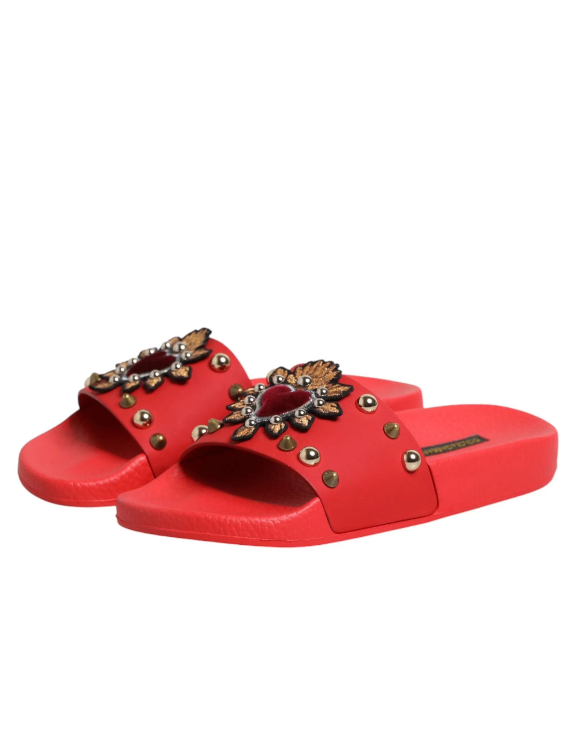 Dolce & Gabbana Red Sacred Heart Stud Slides Beachwear Shoes sold by Siebentaschen product image thumbnail 5