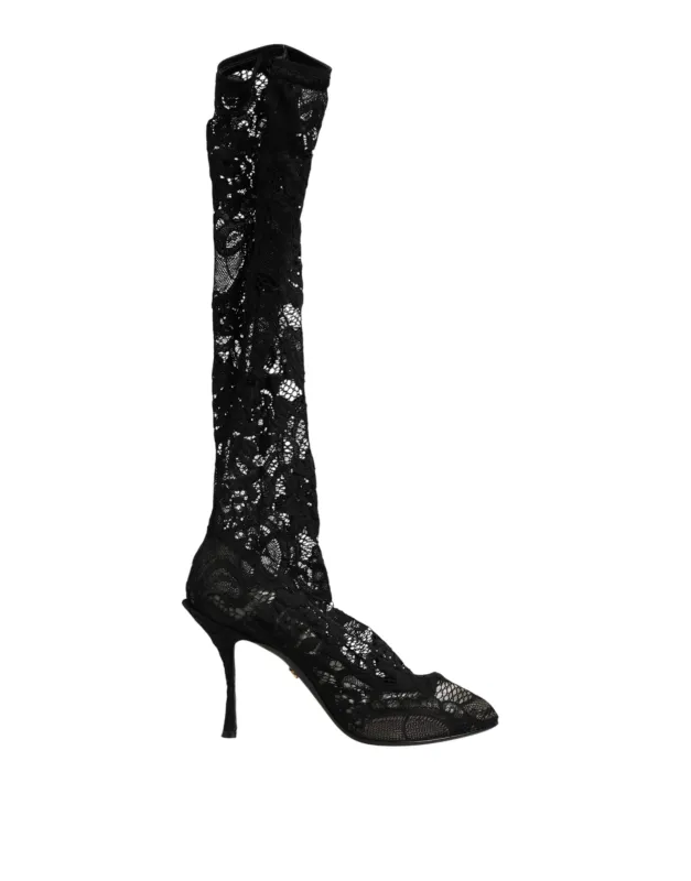 Dolce & Gabbana Black Pumps Taormina Lace Socks Boots Shoes sold by Siebentaschen
